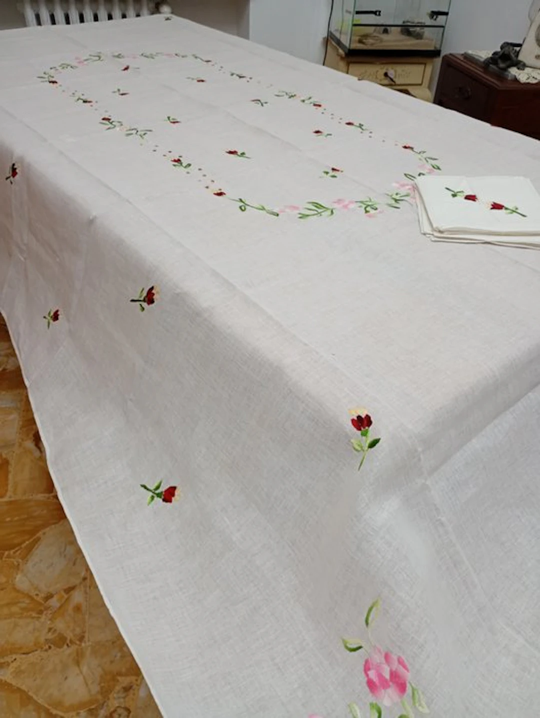 artigianale - Tablecloth (13) - 270 cm - 168 cm - hand-embroidered