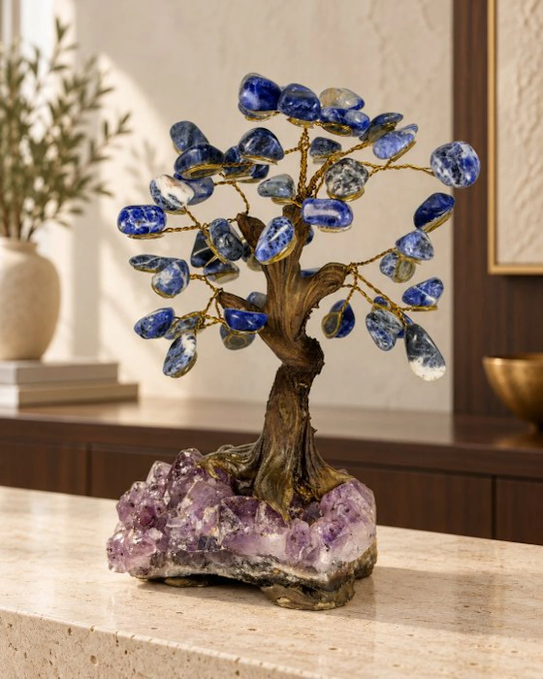 NO RESERVE PRICE - Beautiful gemstone tree on amethyst...