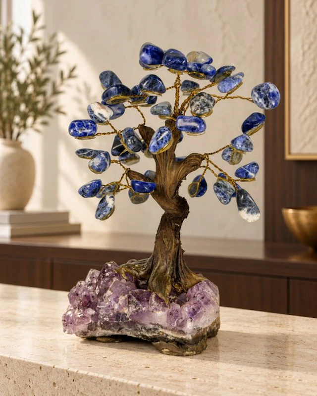 NO RESERVE PRICE - Beautiful gemstone tree on amethyst...