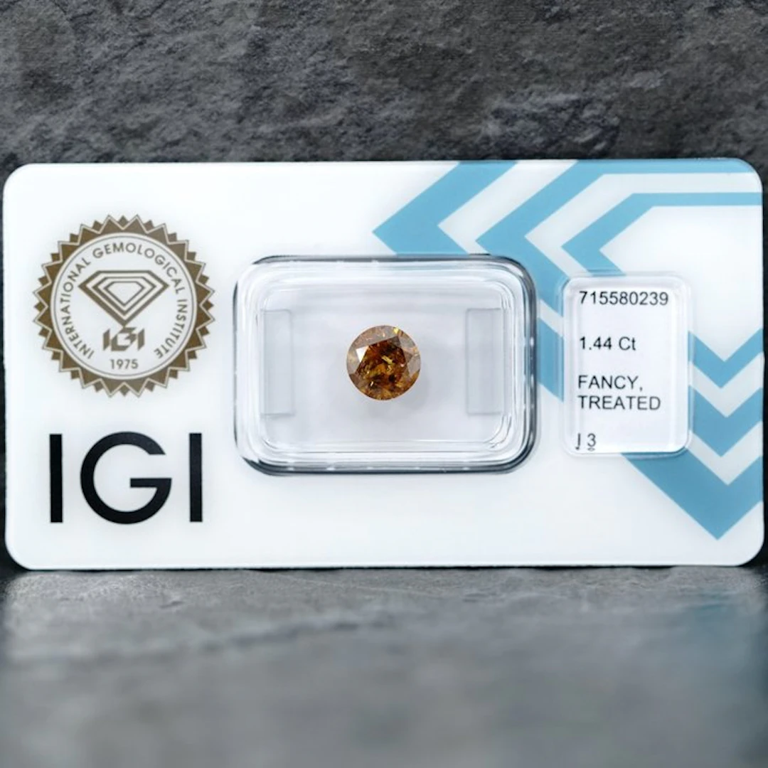 1 pcs Diamond (Colour-treated) - 1.44 ct - Round - Fancy...