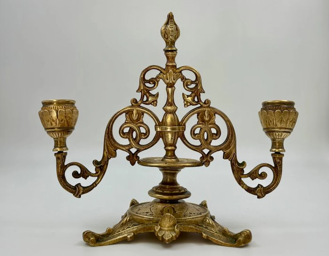 Candelabrum Two-Light in Gilded Bronze (Louis XV Style /...