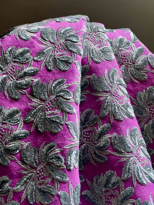 Exclusive Indian fabric embroidered with silver thread