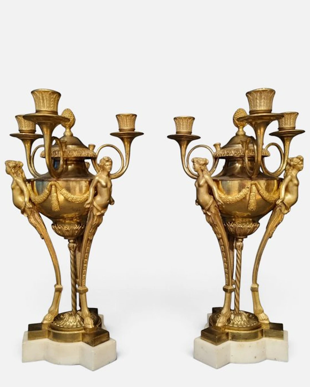 Paire de candélabres fin XVIIIe siècle - Candelabrum (2) - Gilt bronze