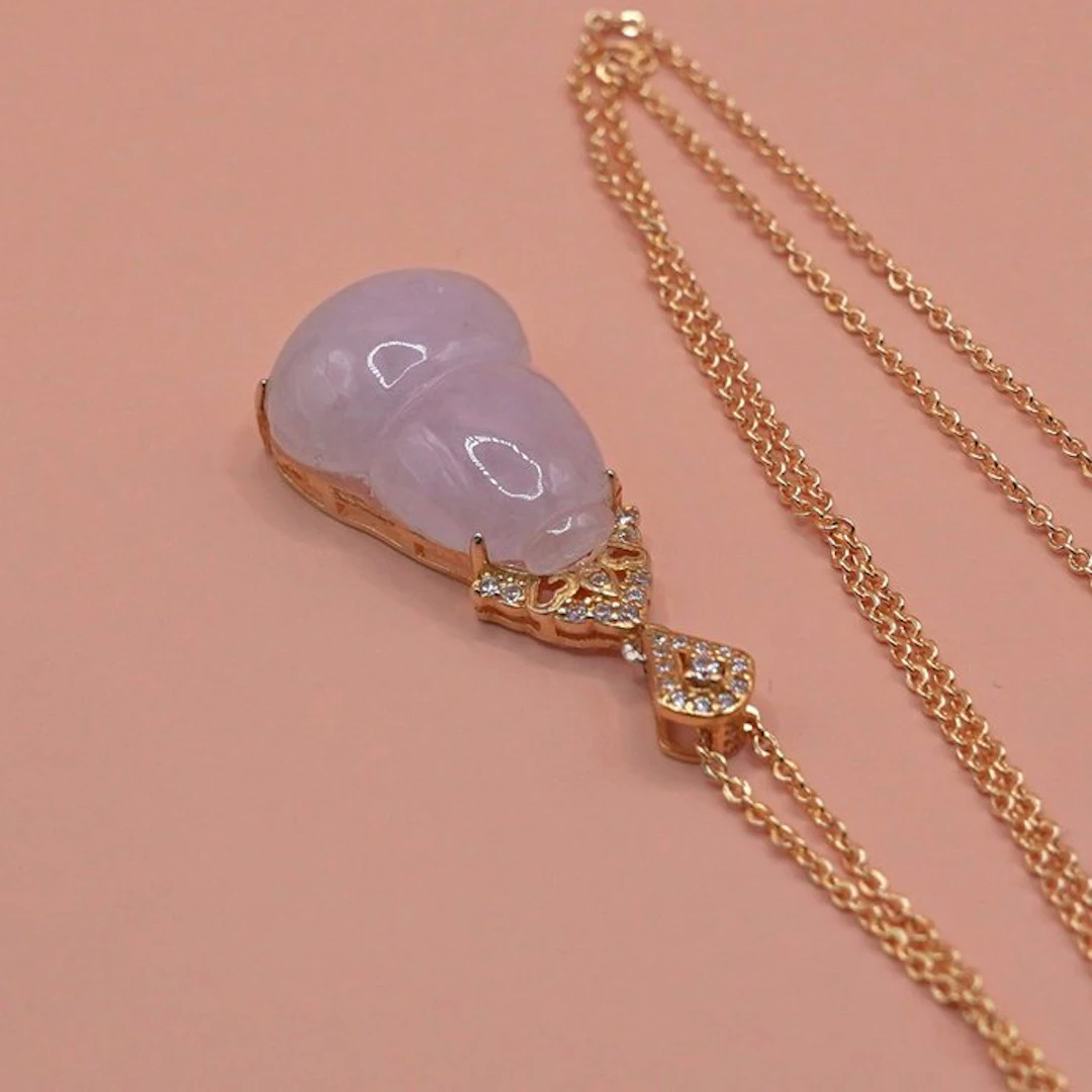 NGTC Certified Natural Lavender Jadeite Necklace – Symbol...
