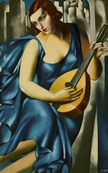 Tamara de Lempicka (after) - “Donna in blù suona mandolino