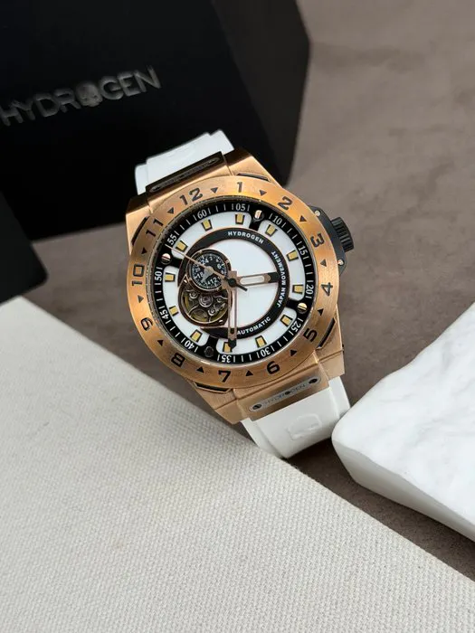Hydrogen - Vento White Rose Gold Open Heart Automatic...