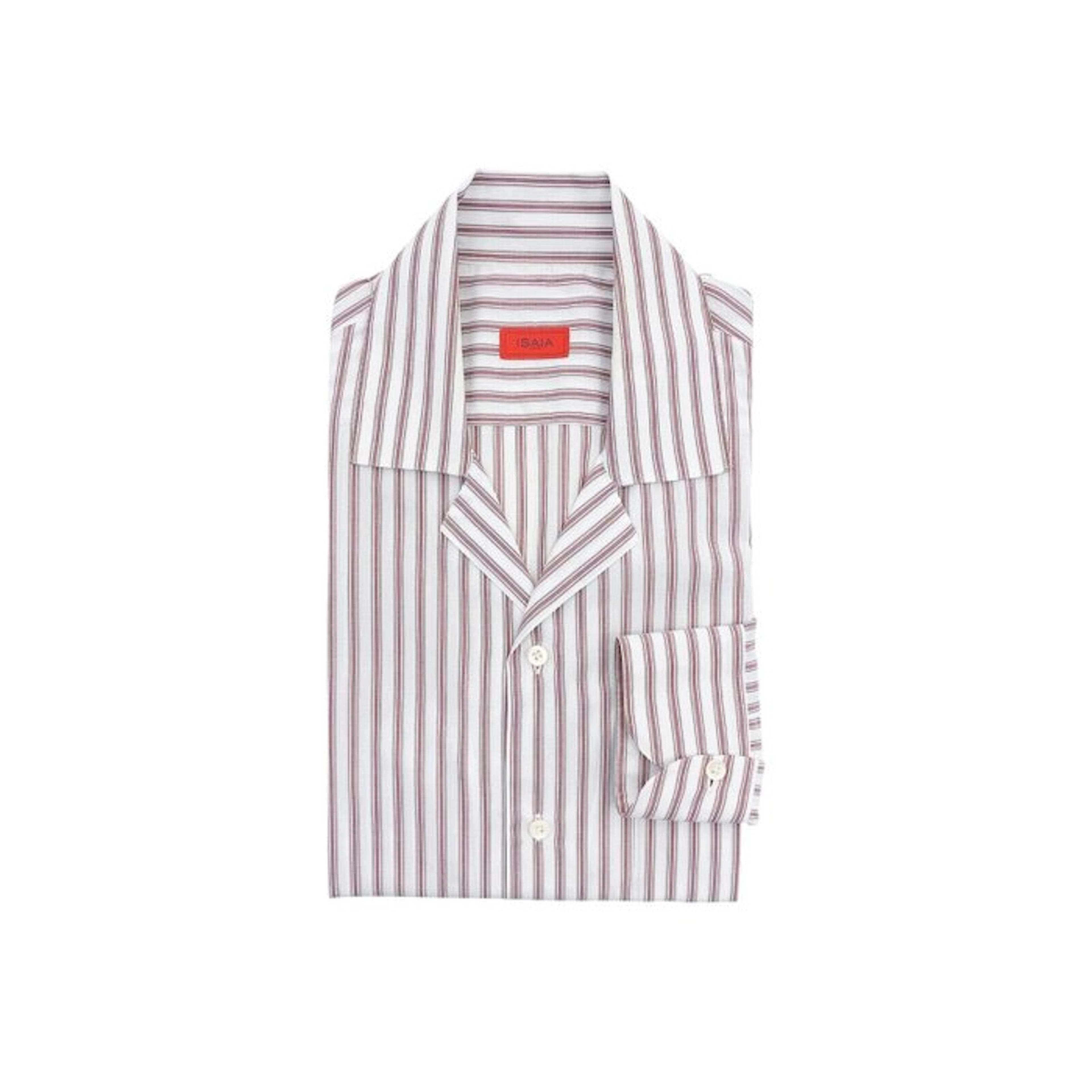 ISAIA NAPOLI - Size 15.5 - 39 - White / Wine Striped...