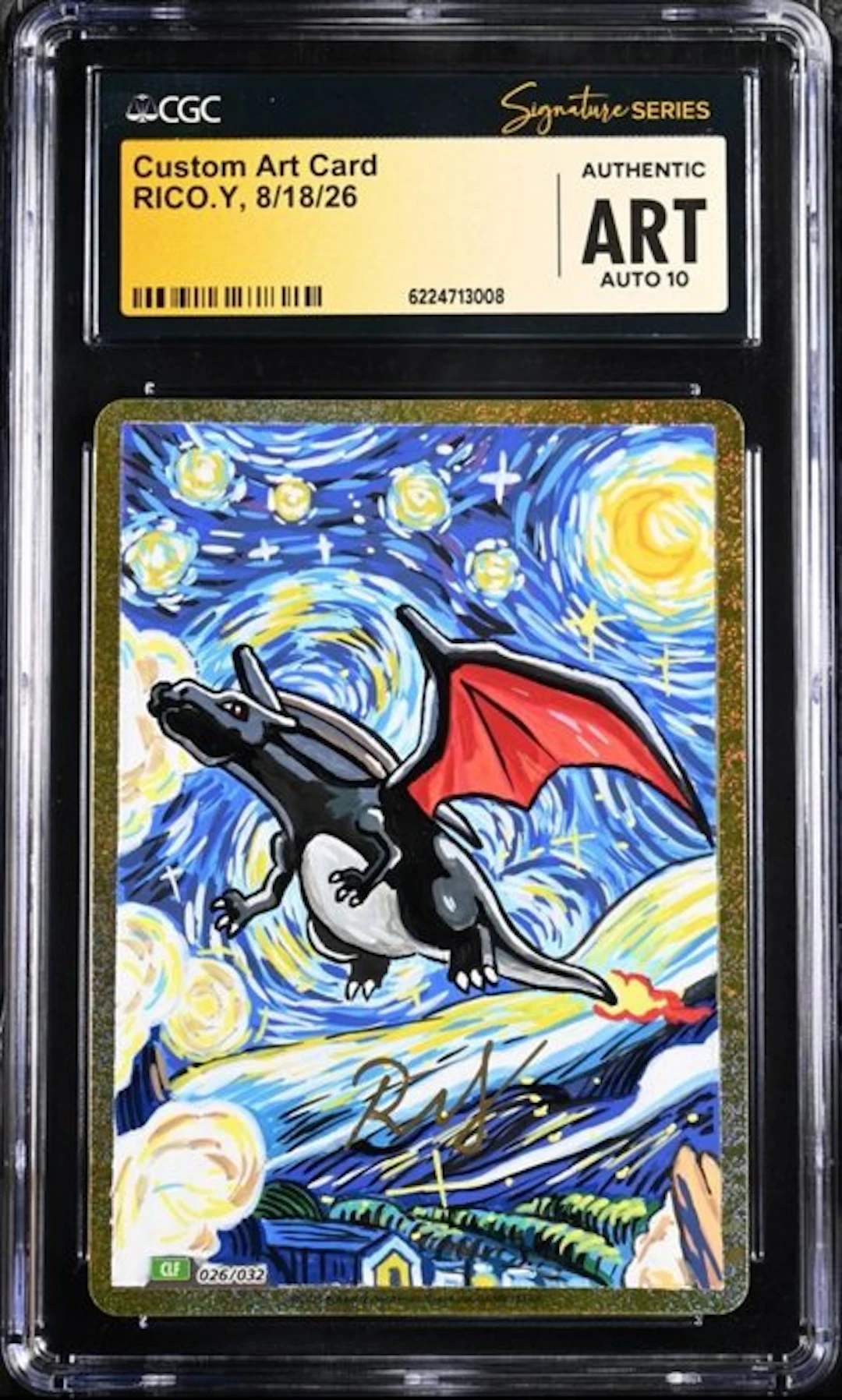 Pokémon - 1 Graded card - Charizard Hand Sketch Custom Art by RICO.Y Full art