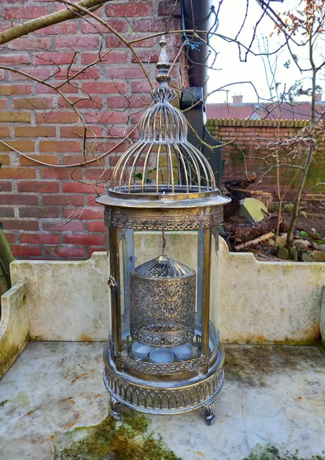 Lantern - Large Spinning Candle Lantern - 65 cm - Glass, Metal