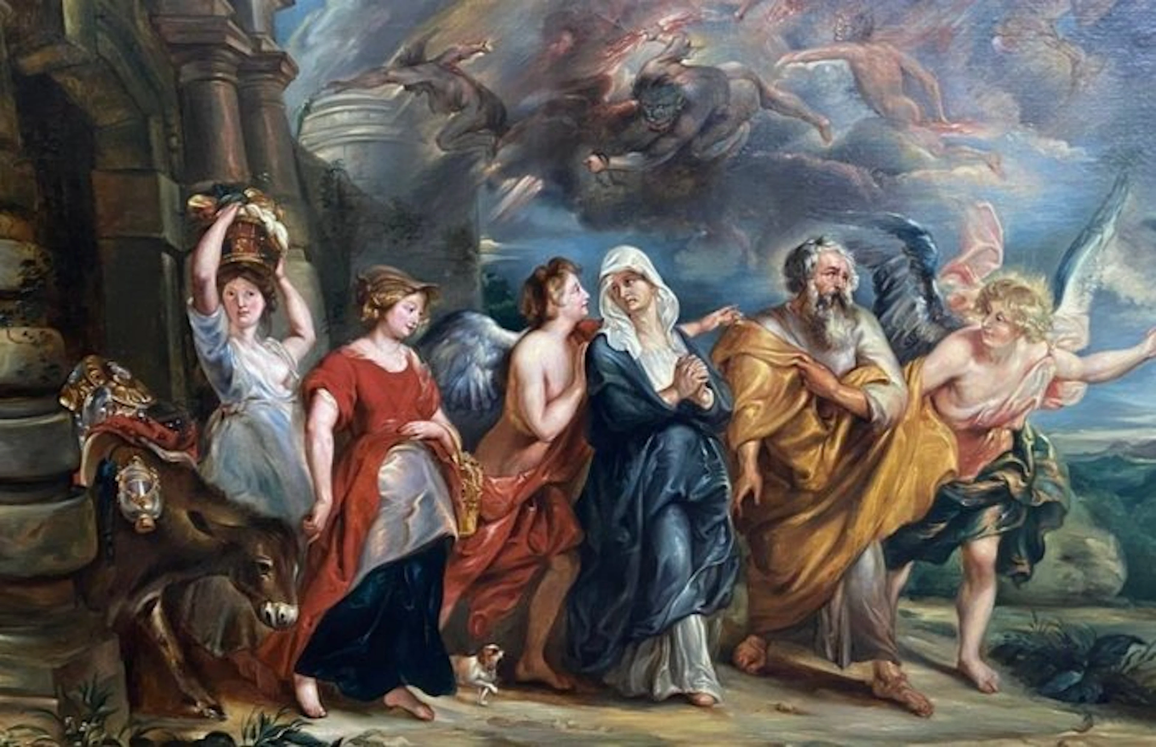 Scuola europea (XIX), Da Rubens - Fuga di Lot da Sodoma