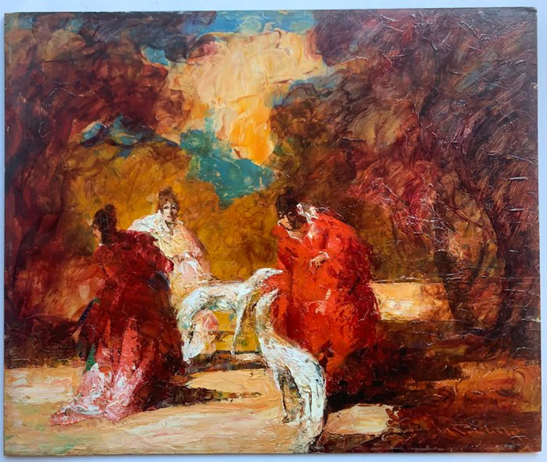 Mario Pobbiati (1857-1956) - Figure con levrieri
