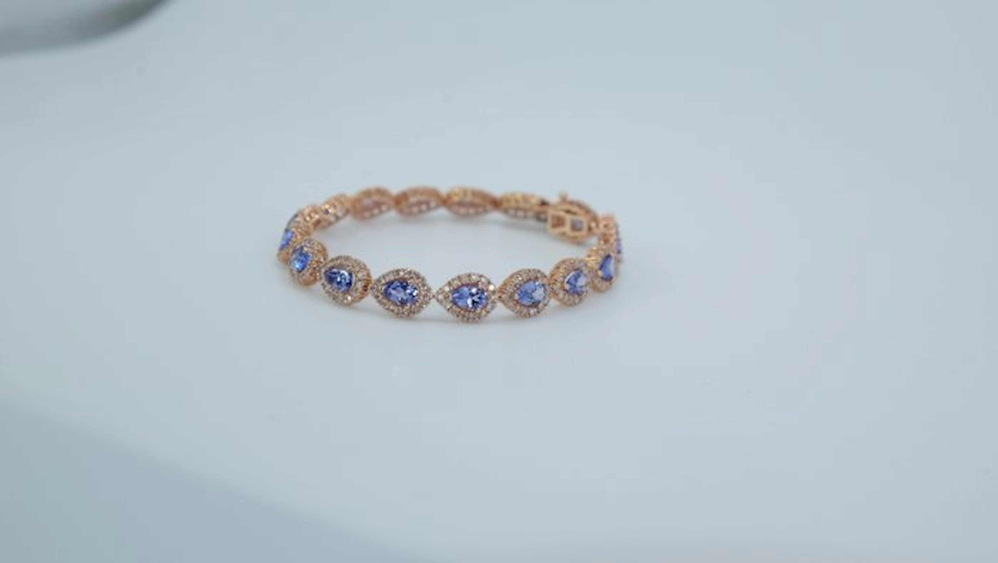 Bracelet - 14 kt. Rose gold - 11.52ct. tw. Tanzanite - Diamond