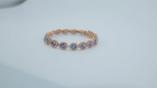 Bracelet - 14 kt. Rose gold - 11.52ct. tw. Tanzanite - Diamond