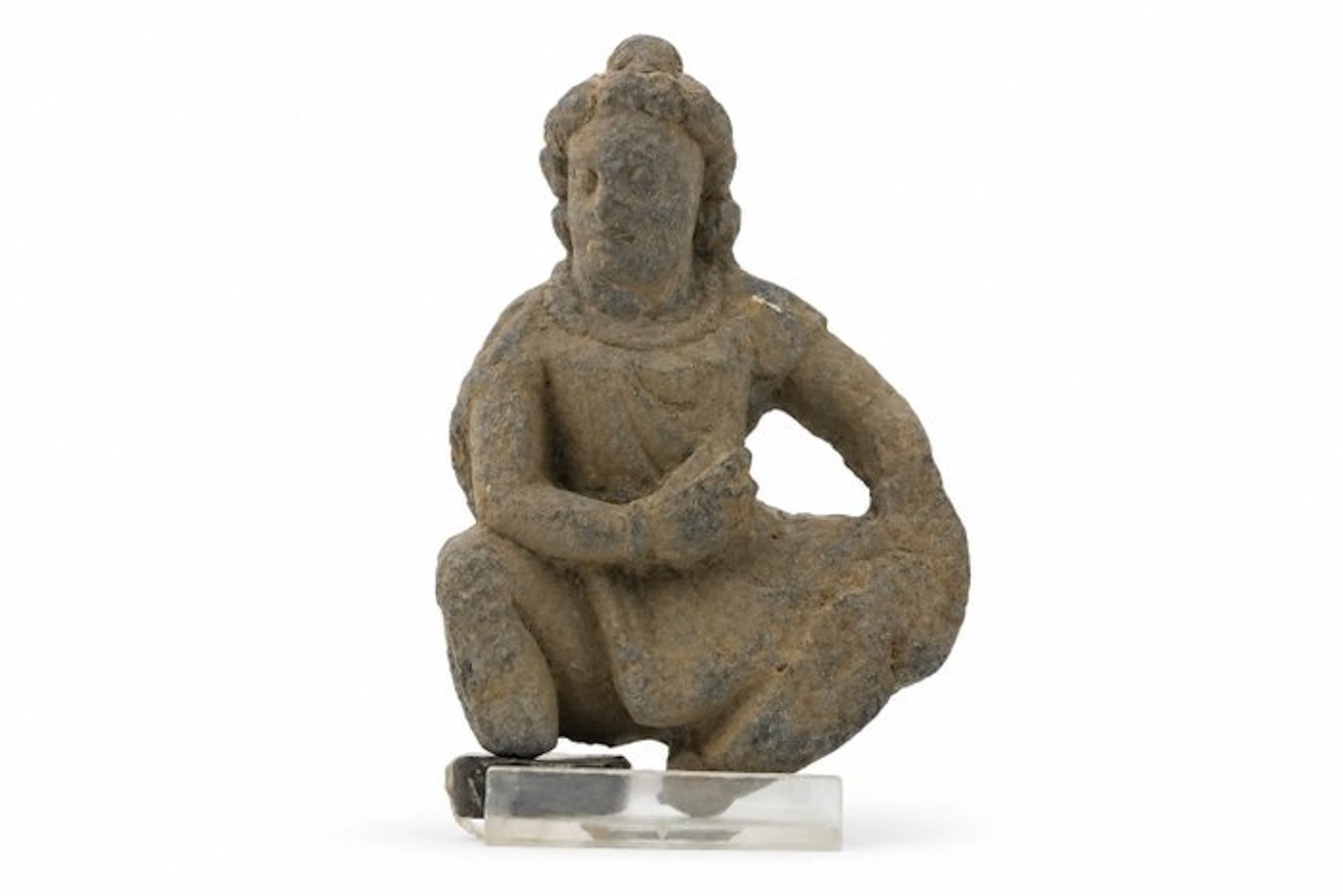 Gandhara Stone A Rare Gandharan Stone Figure of a Seated Bodhisattva