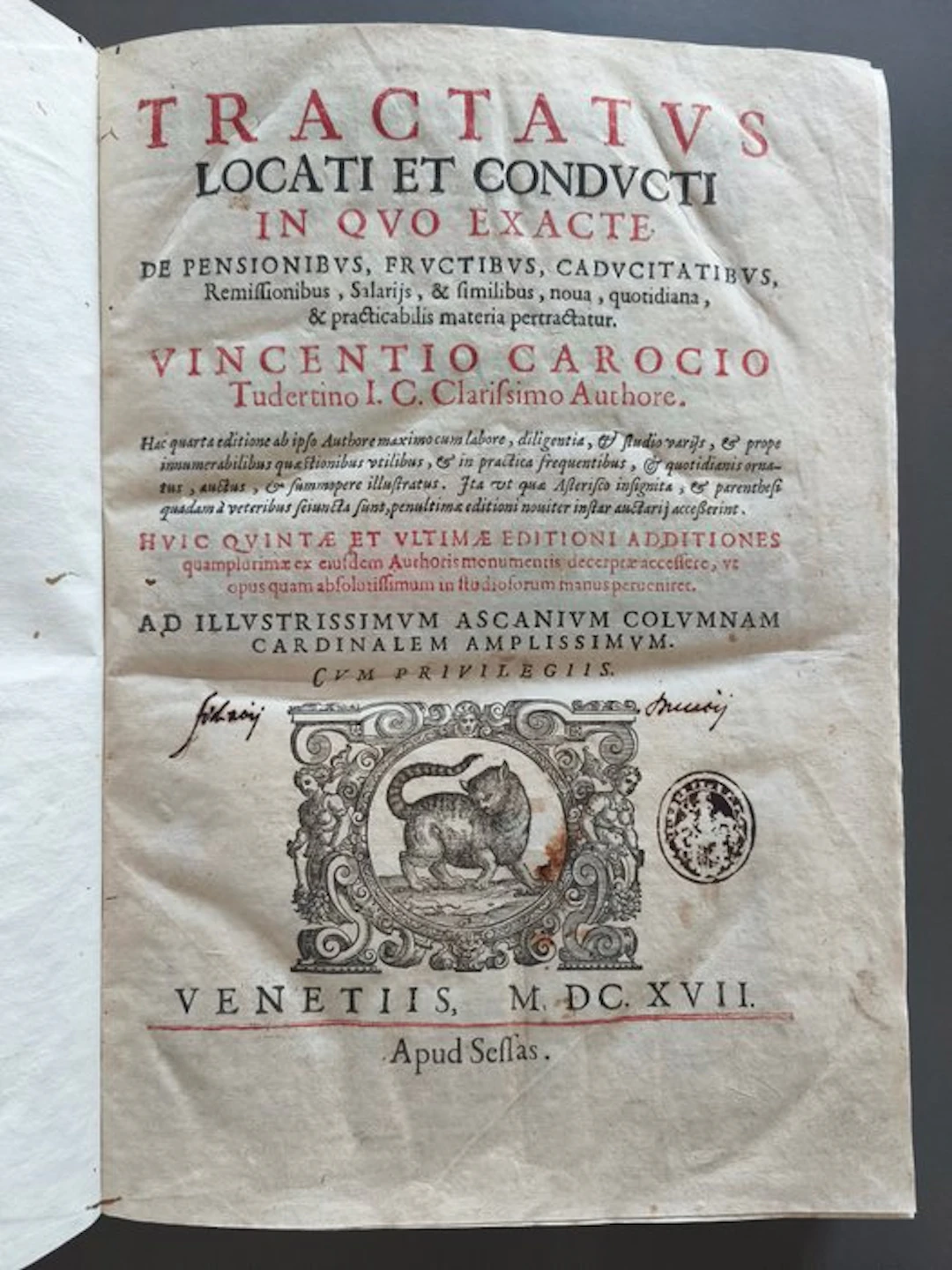 Vincenzo Carocci - Tractatus locati et conducti - 1617-1617