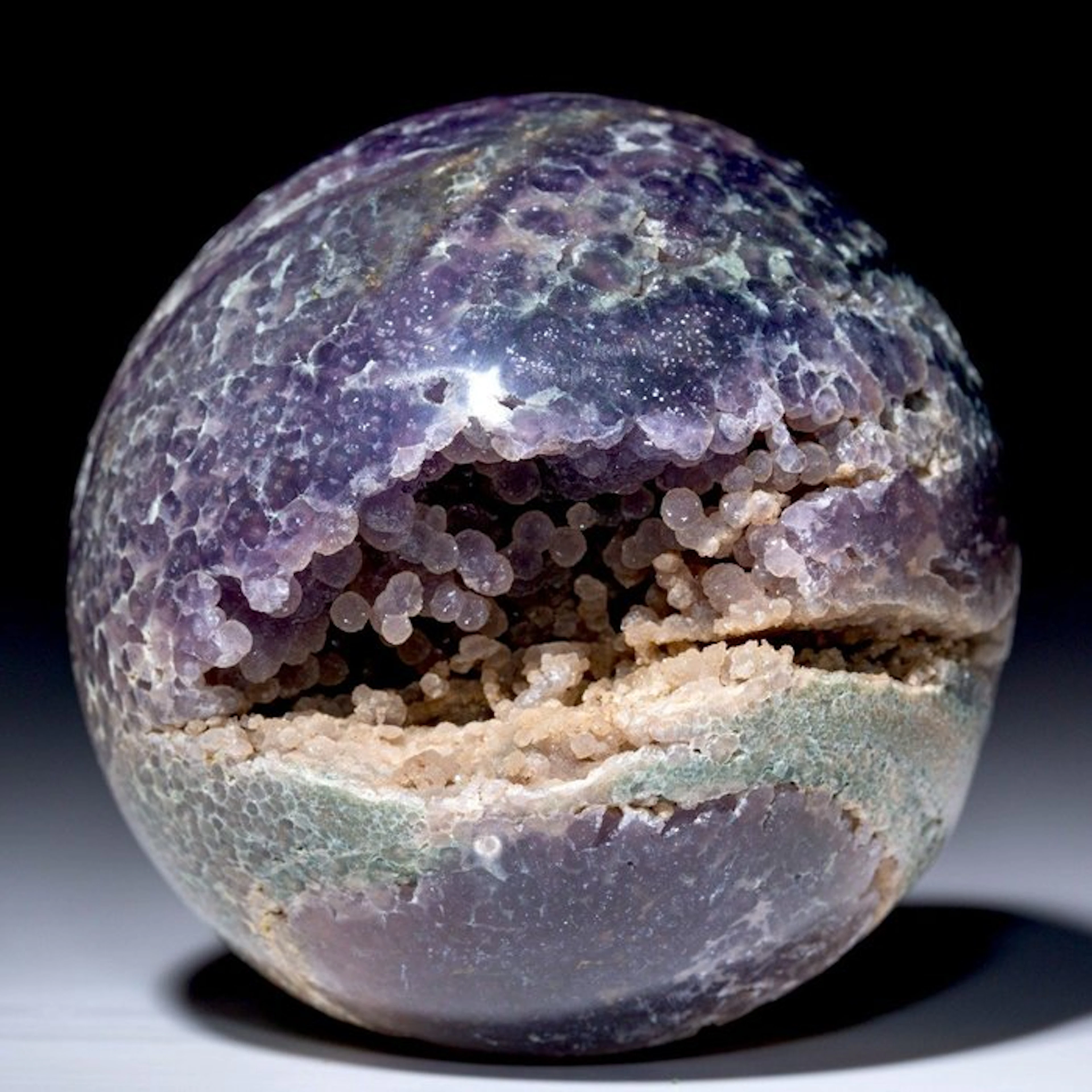 Premium botryoidal agate sphere in the shape of a bunch...