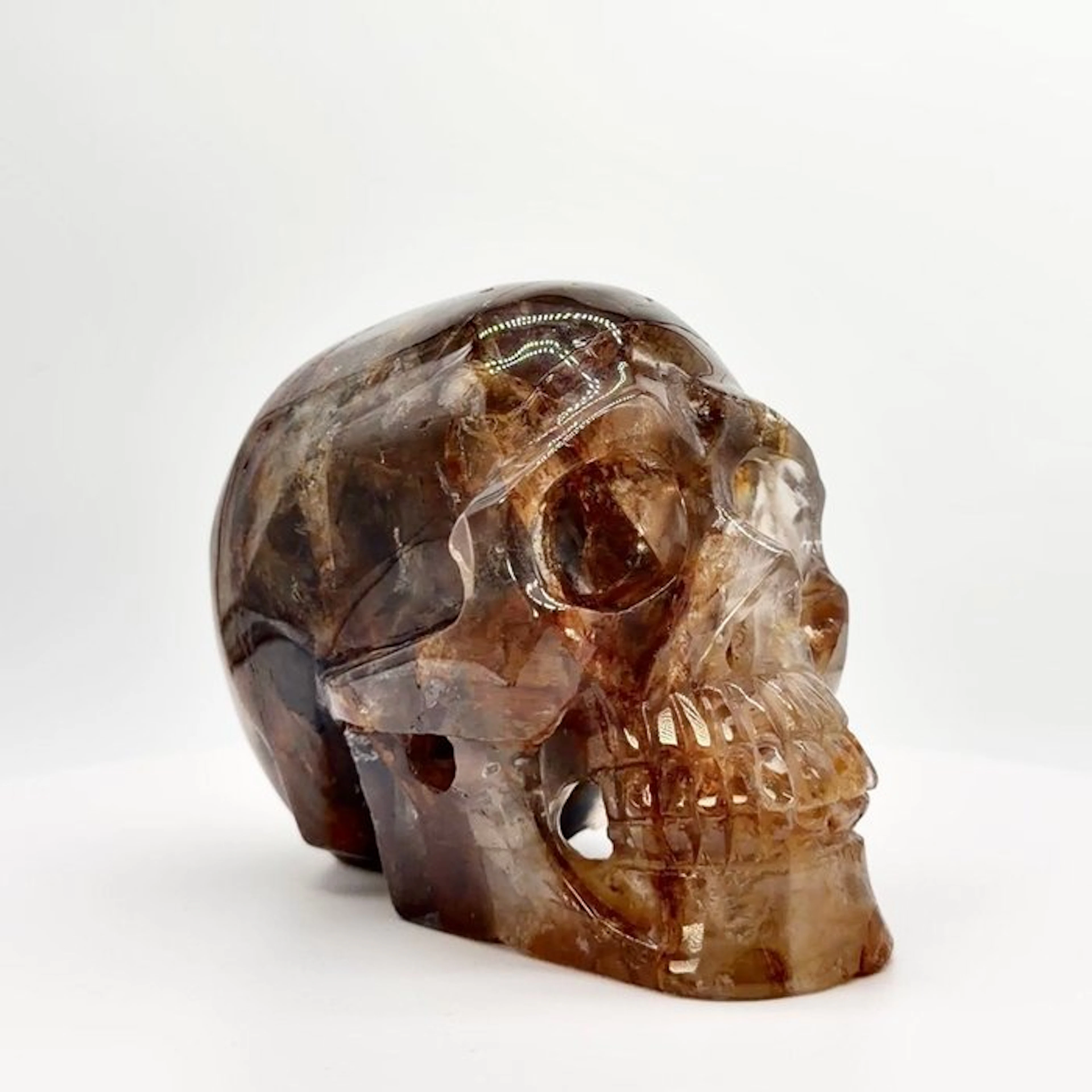 Golden Healer Quartz Skull - Premium Carving - Height...