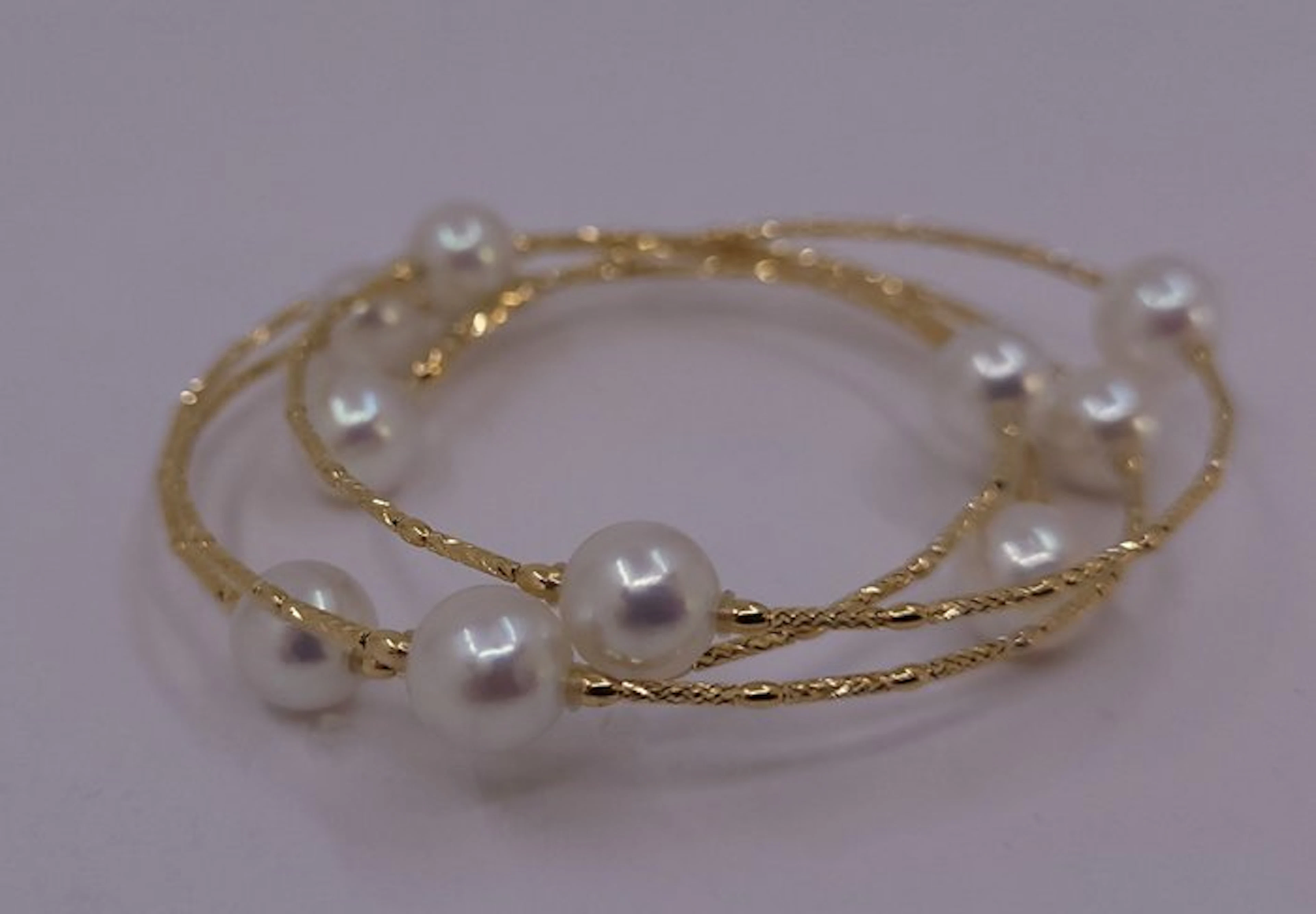 Bracelet - 18 kt. Yellow gold - 7x8mm Akoya Pearls