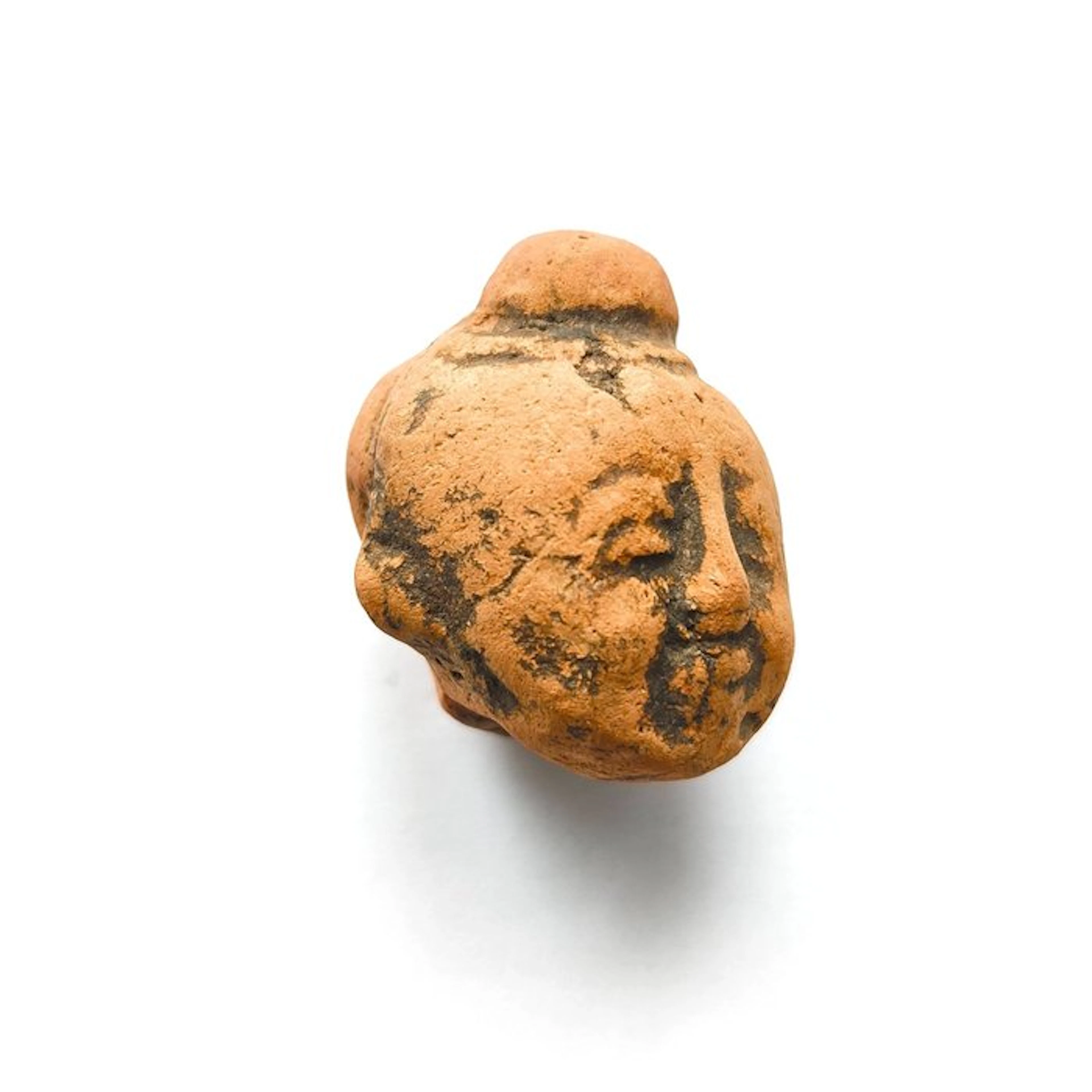 Ancient Siamese Painted Terracotta Deity Head - Fragment...