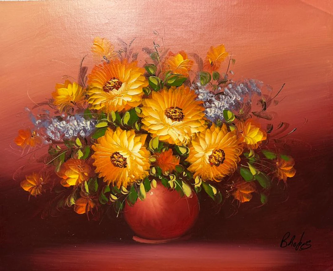 Peter Brooks ( 1957- ) - Bouquet de tournesols