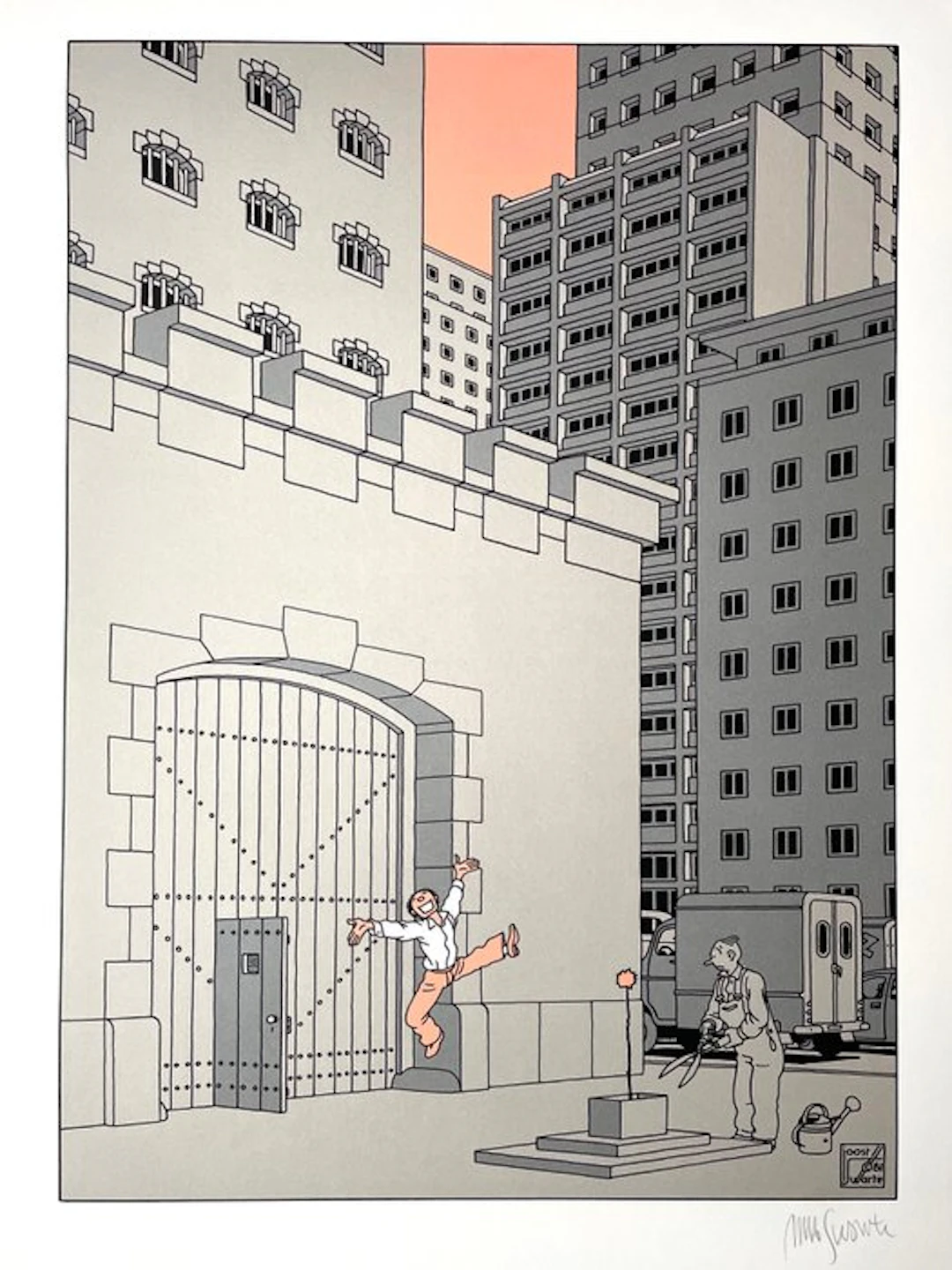 Joost Swarte - Eindelijk vrijheid - Silkscreen ** HANDSIGNED+COA **