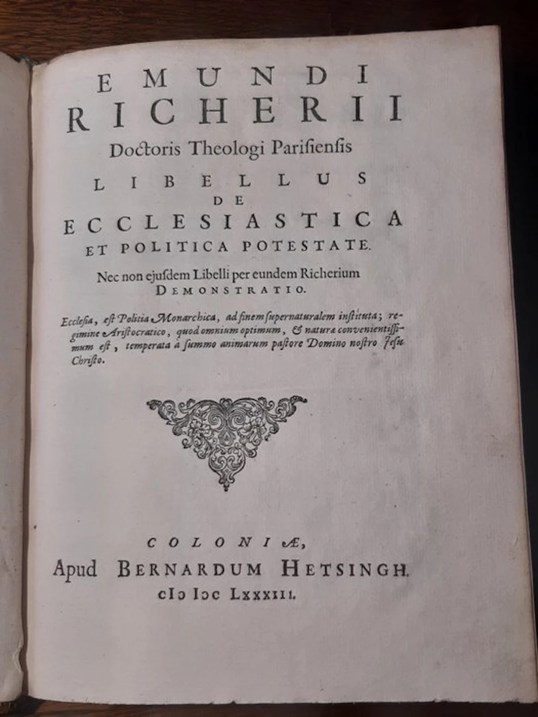 Emundi Richerii - Libellus de Ecclesiastica et politica...