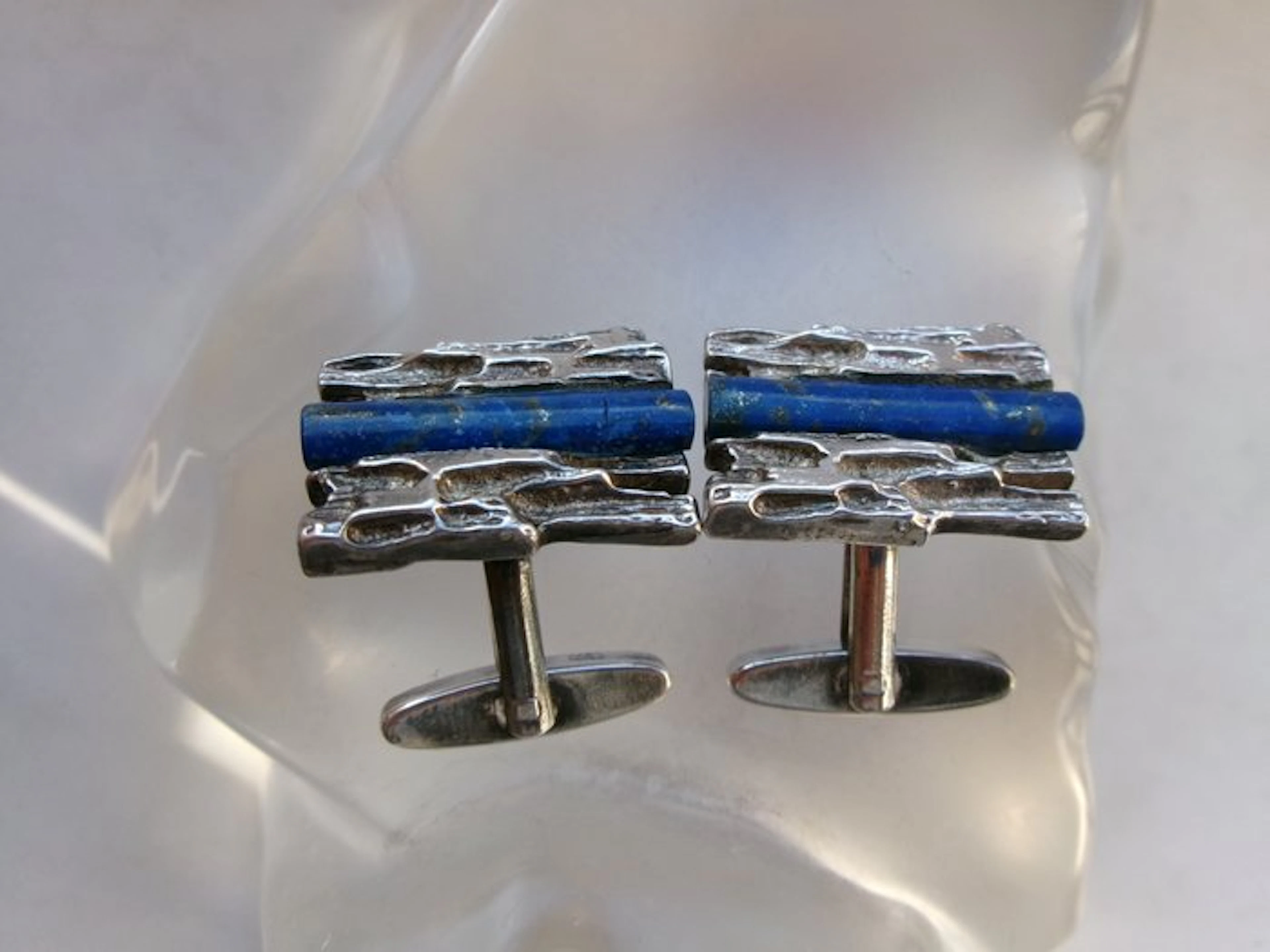 Silver, Lapis lazuli - Cufflinks - Art Deco Style