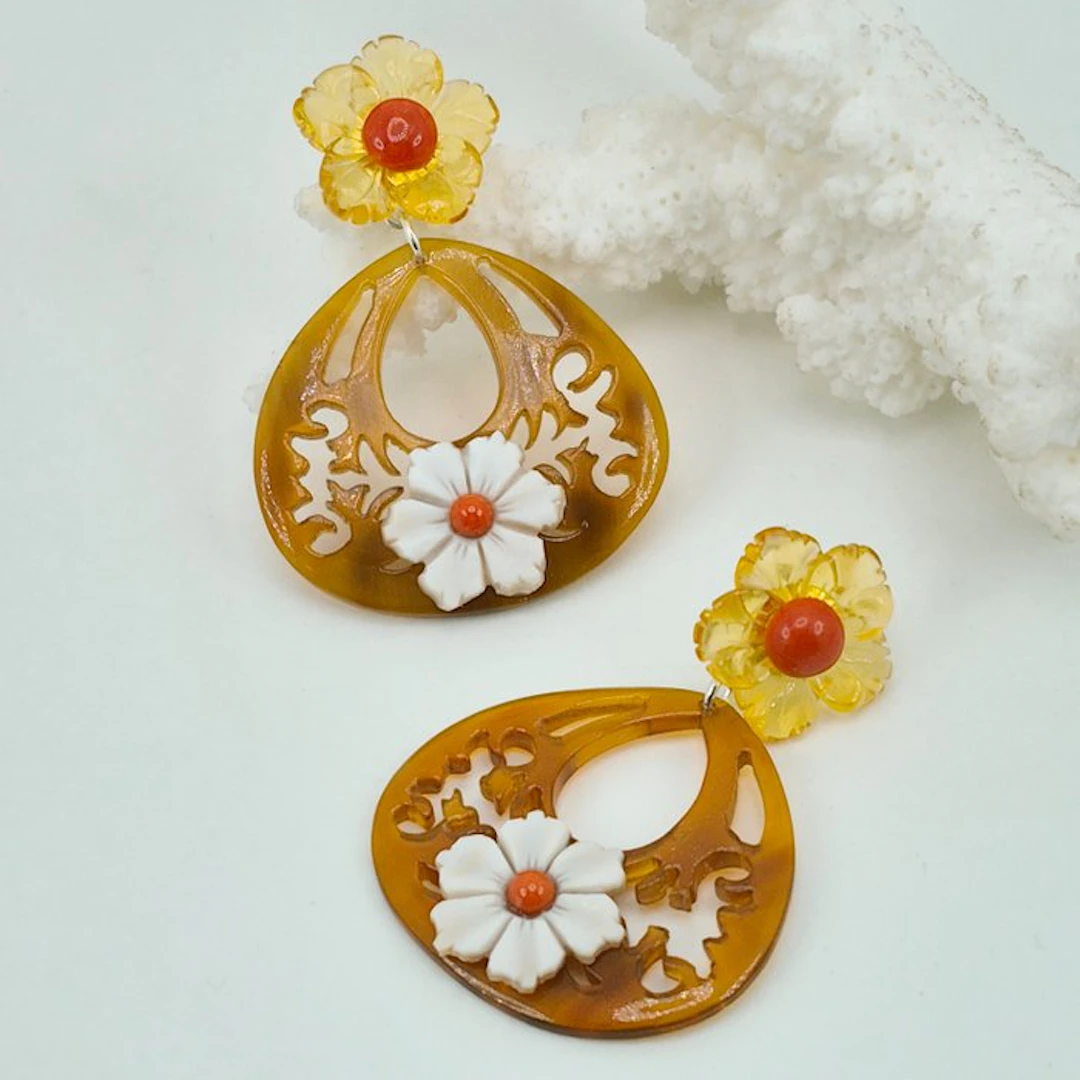 Coral - Silver - Earrings - CORALLO MEDITERRANEO