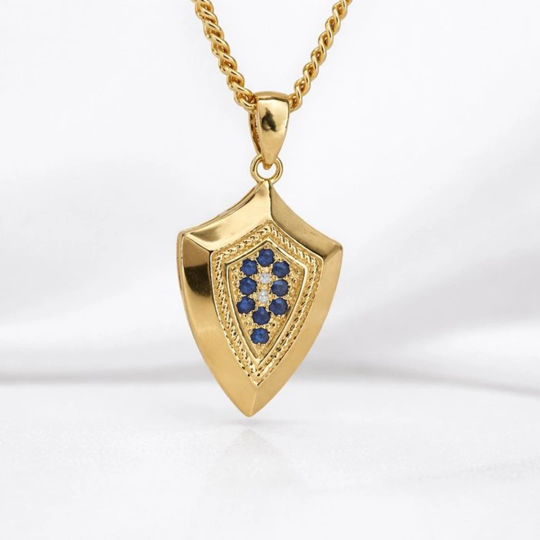 No reserve price - Necklace Gold-plated Sapphire - Diamond - 18K Gold Plated