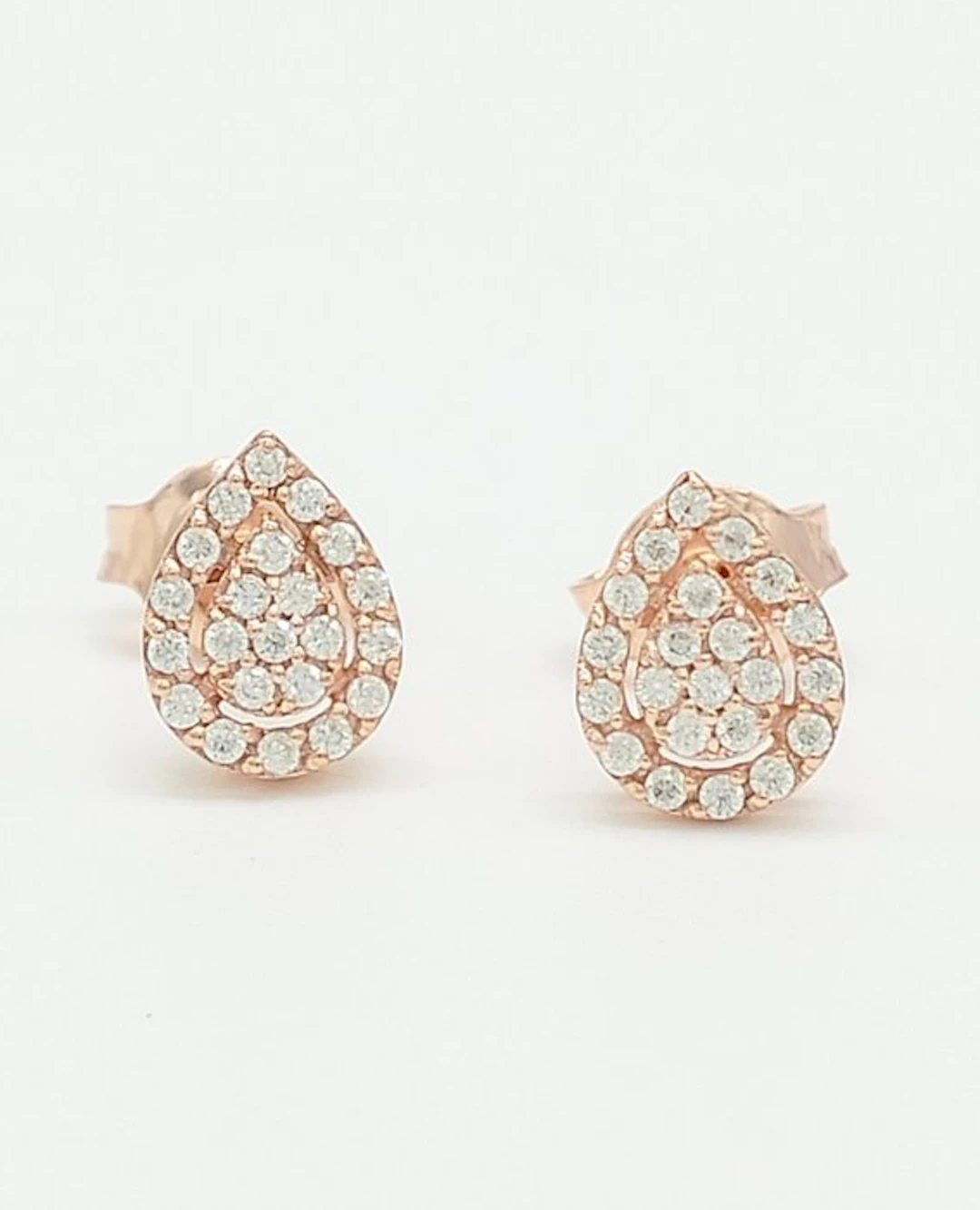 No reserve price - Earrings - 14 kt. Rose gold Diamond (Natural)
