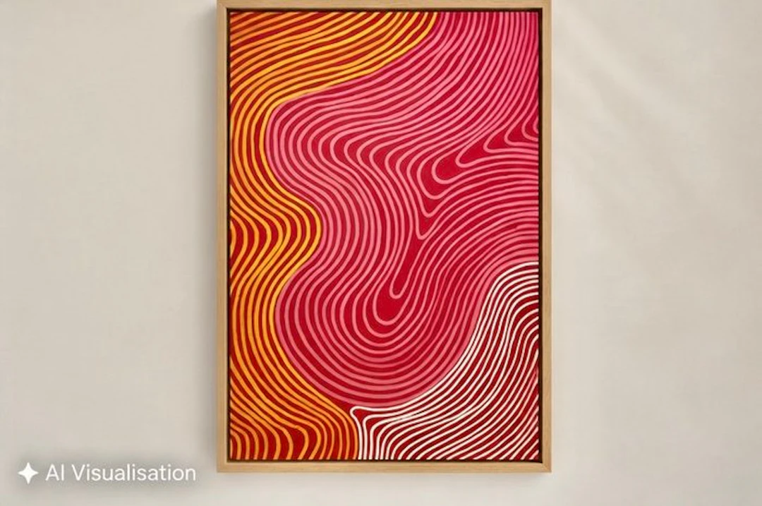 Lao Gonzalez - Golden Fuchsia Waves, XL