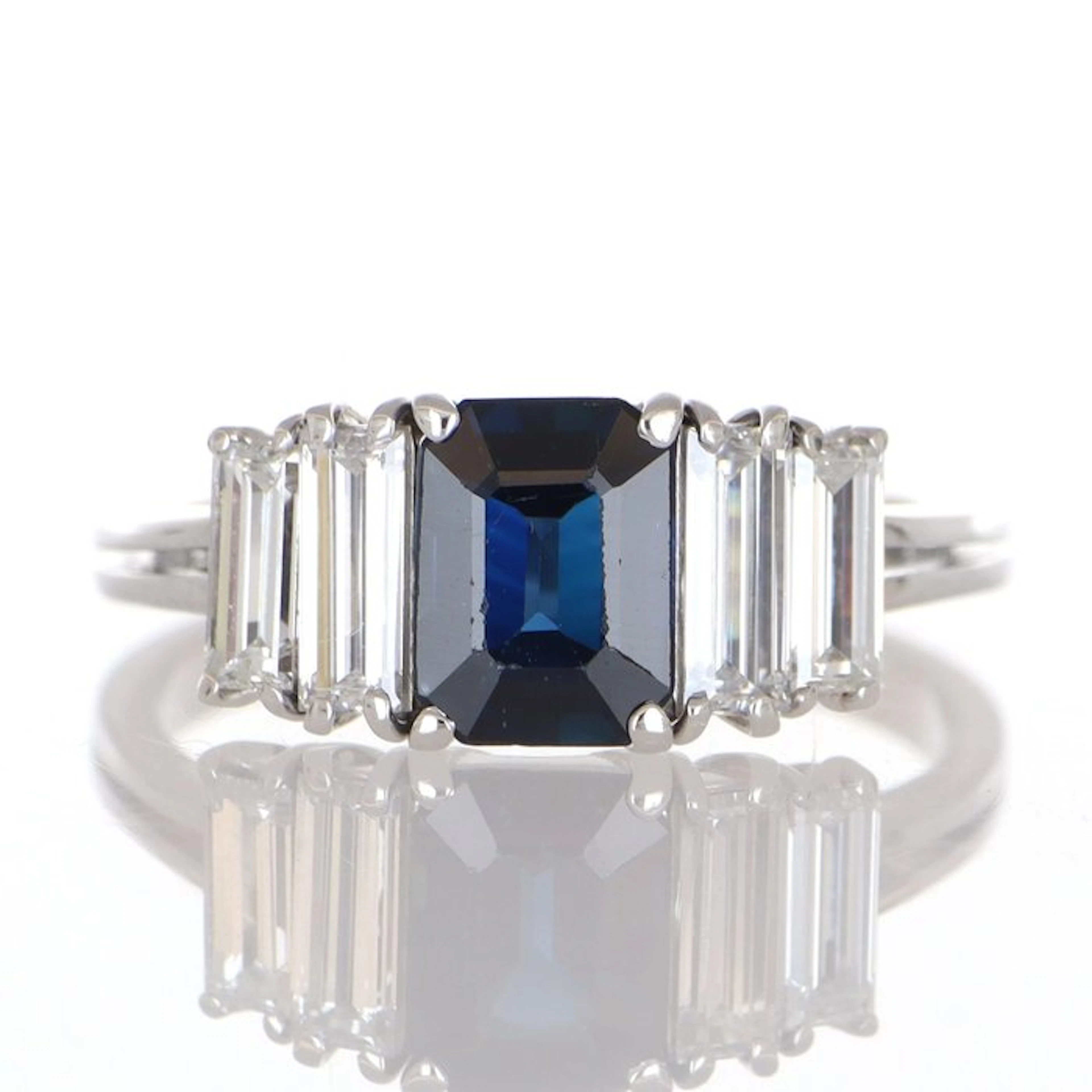 No reserve price - Ring - 18 kt. White gold Sapphire - Diamond
