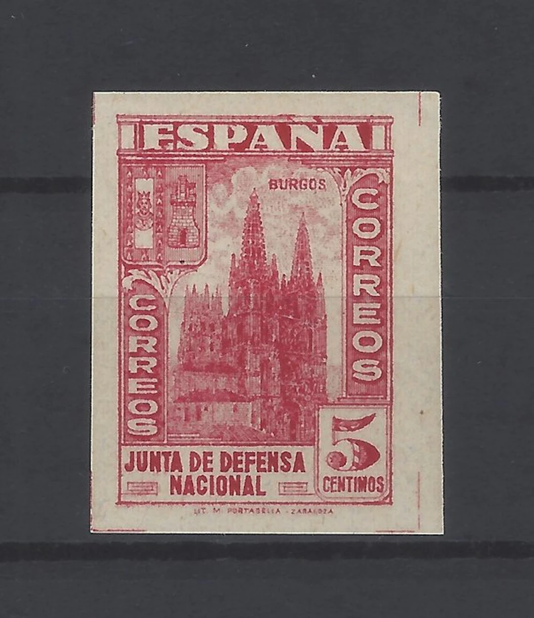 Spain 1936 - Defense Board - color error - Edifil Esp. nº 804ccbs