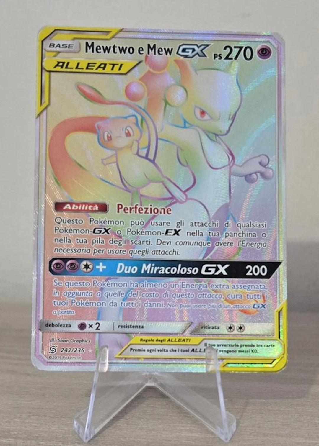 Pokémon - 1 Card - Mewtwo, Mew 242/236 Full art, Secret rare, Foil - Sun & Moon