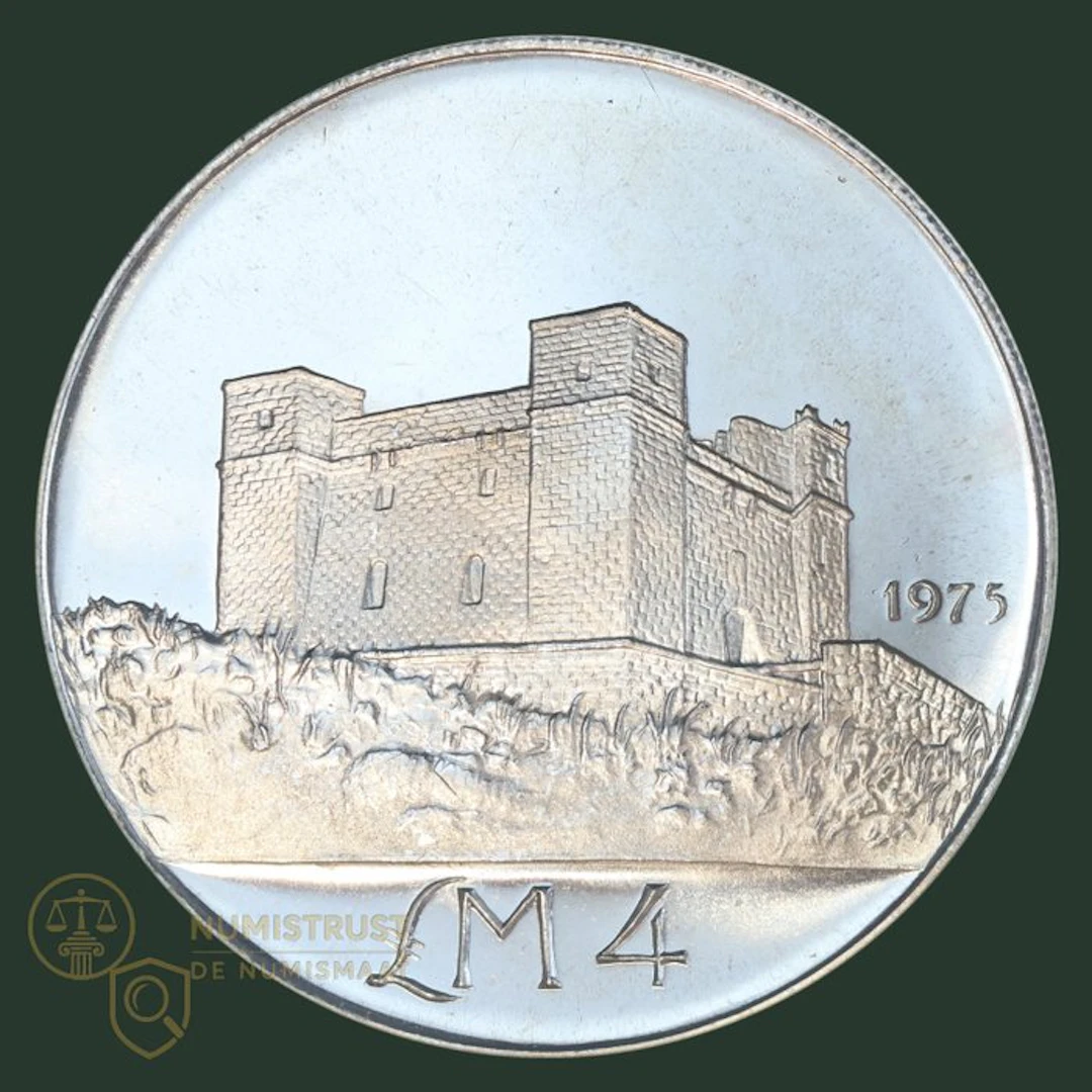 Malta. 4 Pounds / Liri 1975 KWALITEIT (No reserve price)