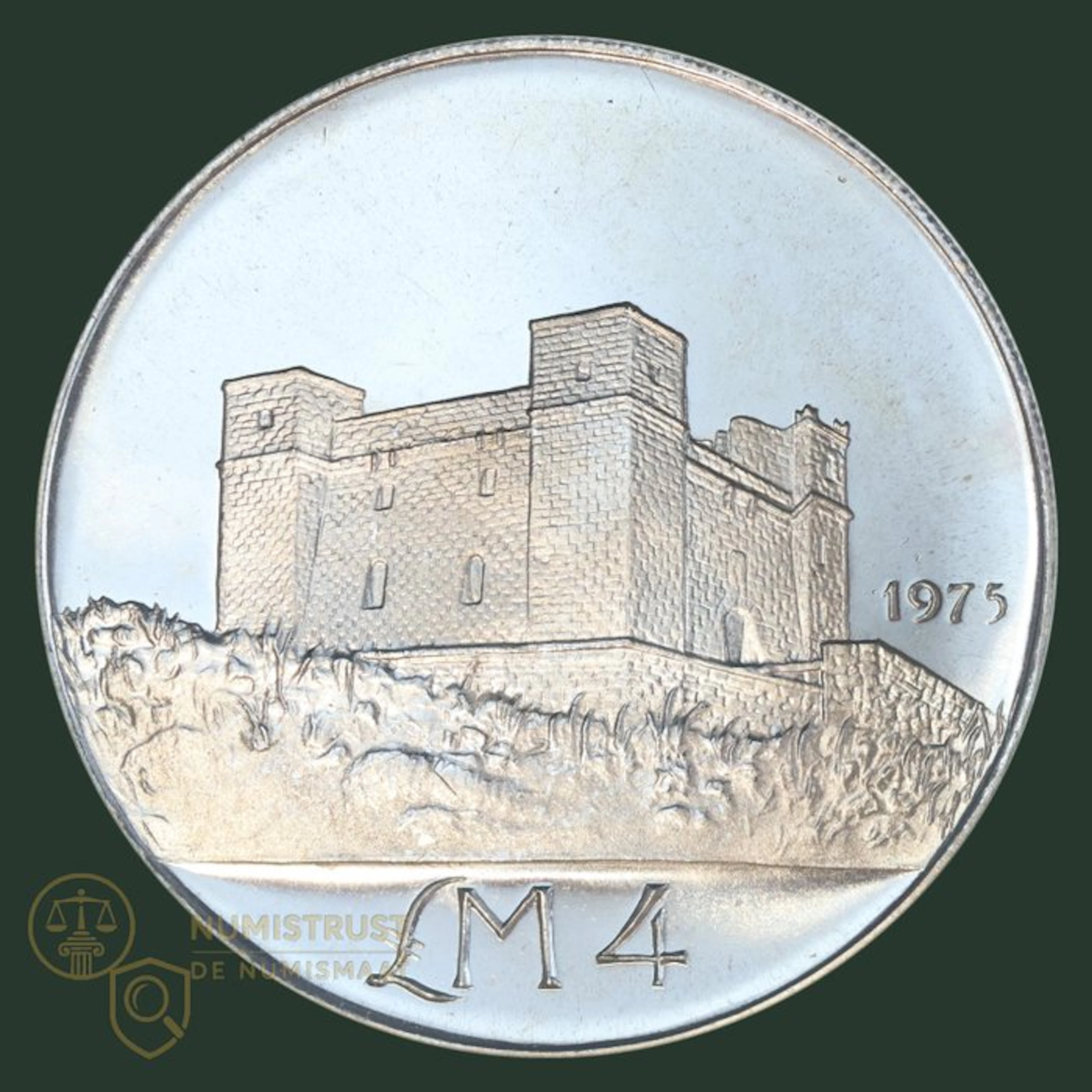 Malta. 4 Pounds / Liri 1975 KWALITEIT (No reserve price)