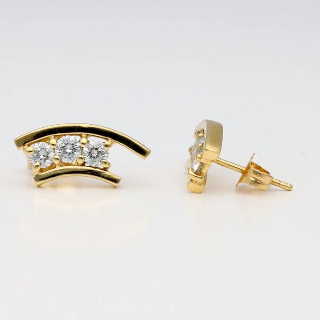 Stud earrings - 18 kt. Yellow gold - 0.60ct. tw. Diamond (Natural)