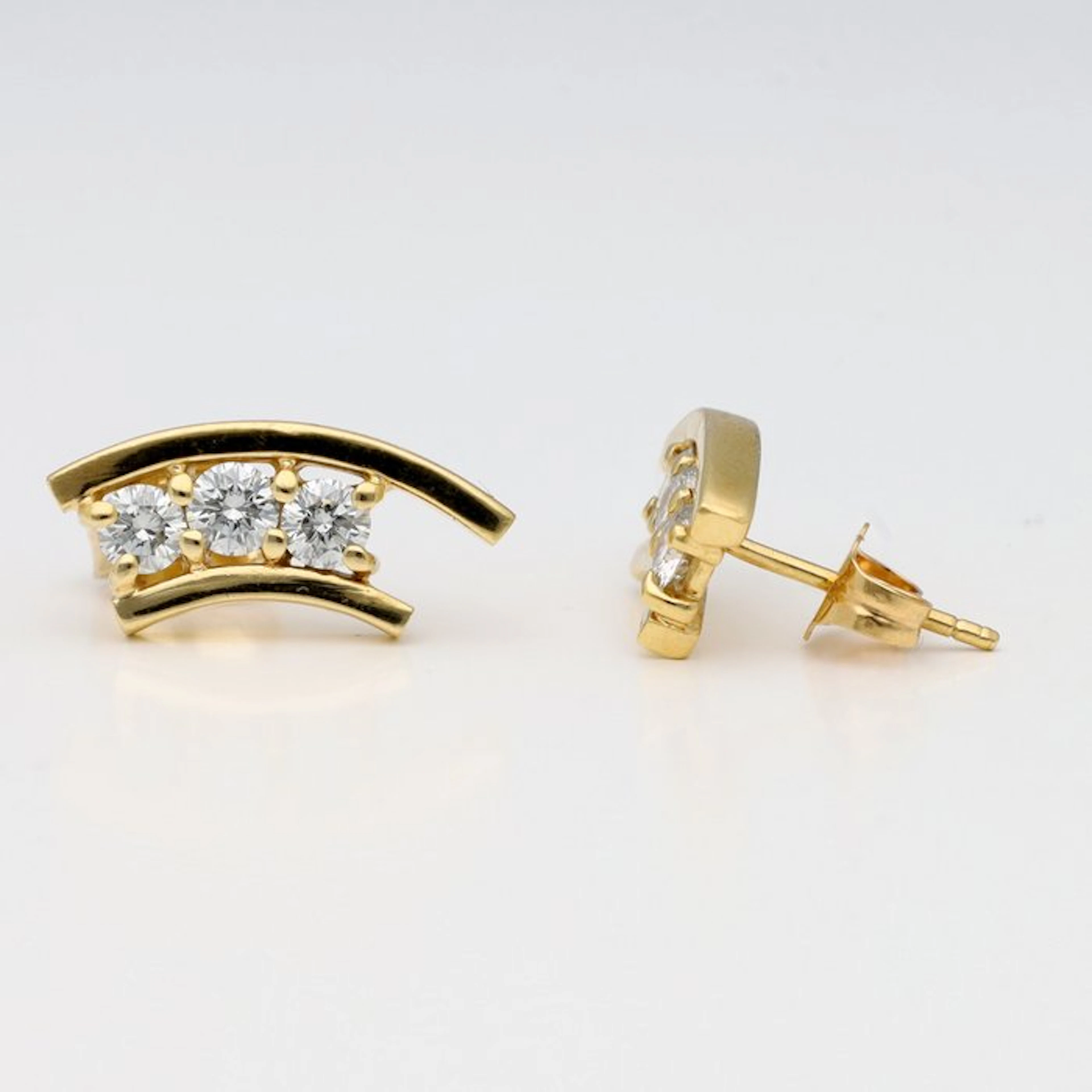 Stud earrings - 18 kt. Yellow gold - 0.60ct. tw. Diamond (Natural)