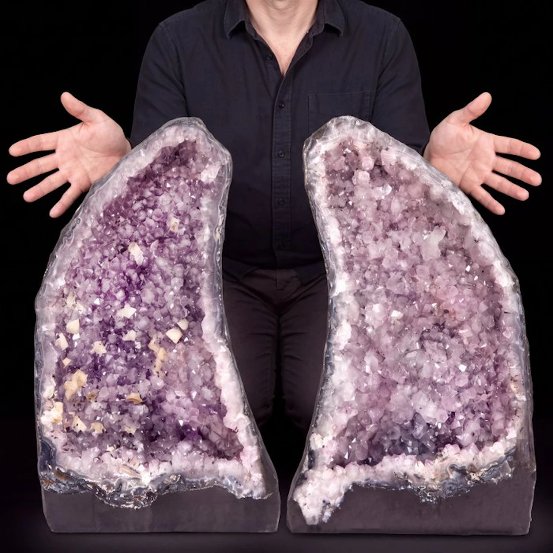 Amethyst - 34x21x14 cm - Matched Pair - Geode- 15 kg