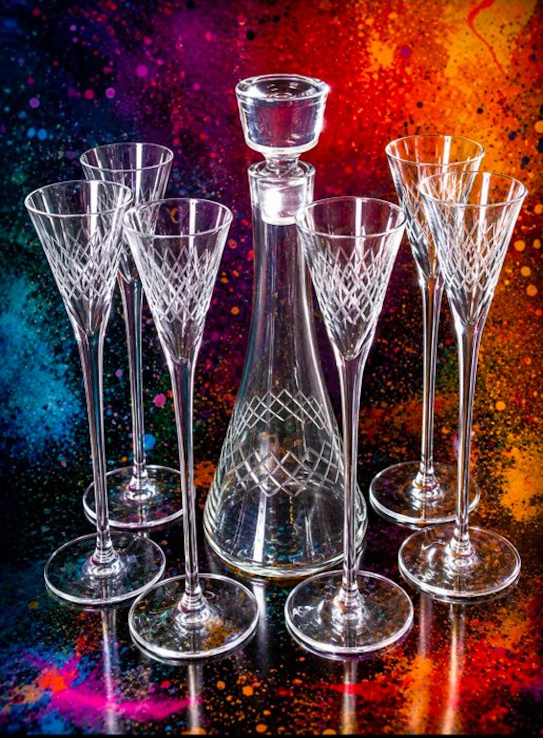 Bohême - Drinking set - crystalline - Carafe and 6 glasses