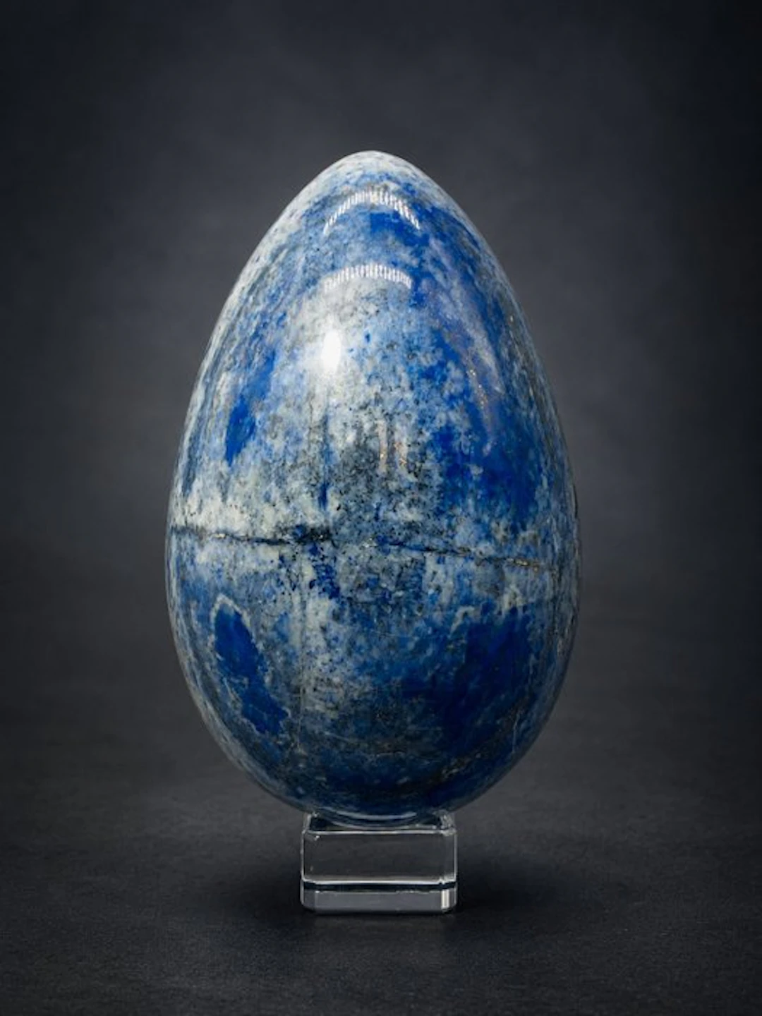Denim Blue Lapis Lazuli Egg – Unique Calcite Matrix...