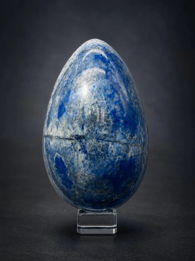 Denim Blue Lapis Lazuli Egg – Unique Calcite Matrix...