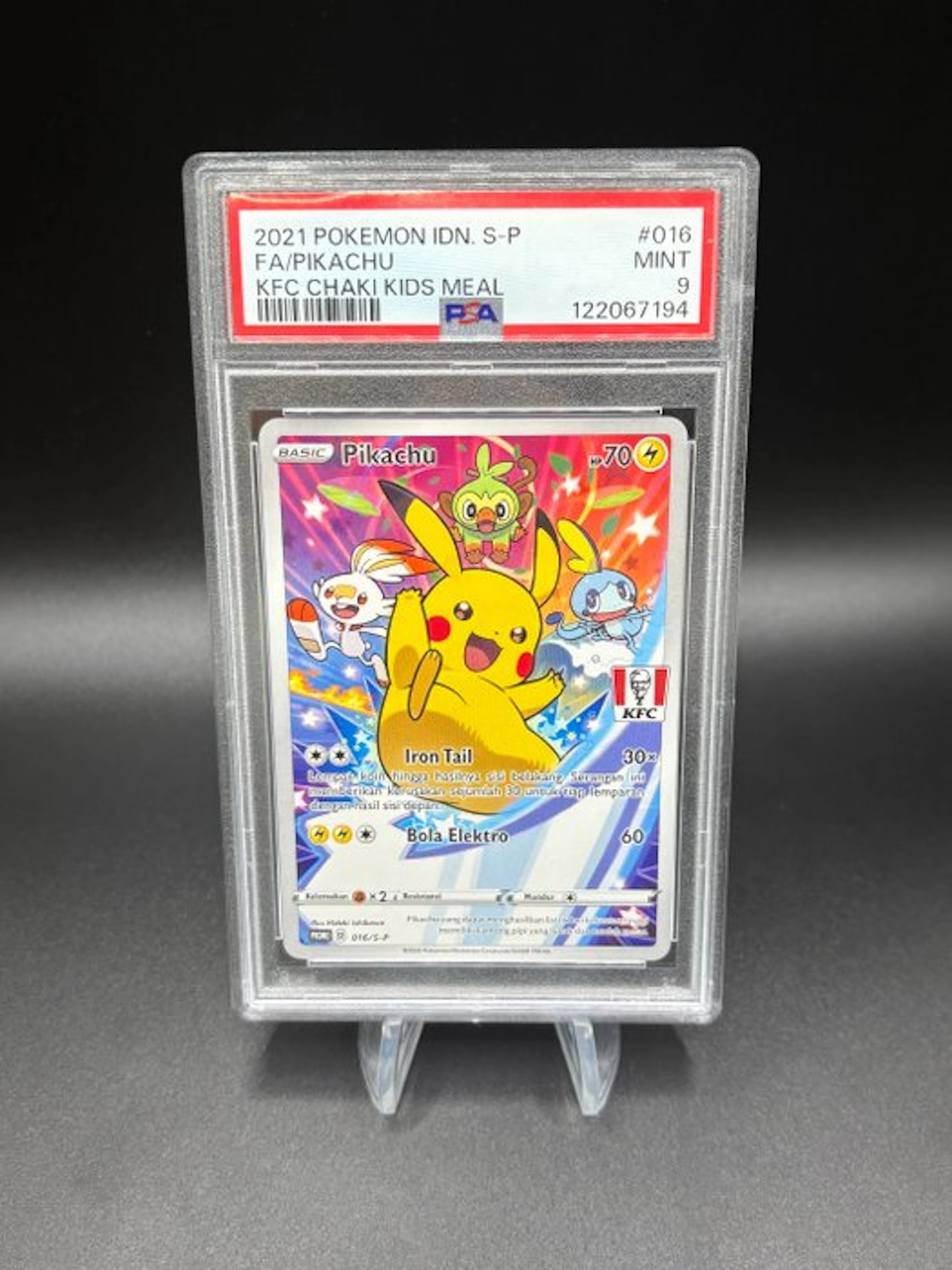 Pokémon - 1 Graded card - Pikachu 016/S-P Promo card - PSA 9 - Sword & Shield