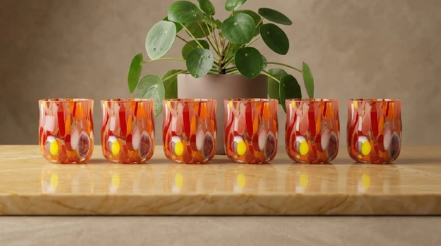 Mazzega Art & Design - Drinking set (6) - Murano glass - Set of six glasses