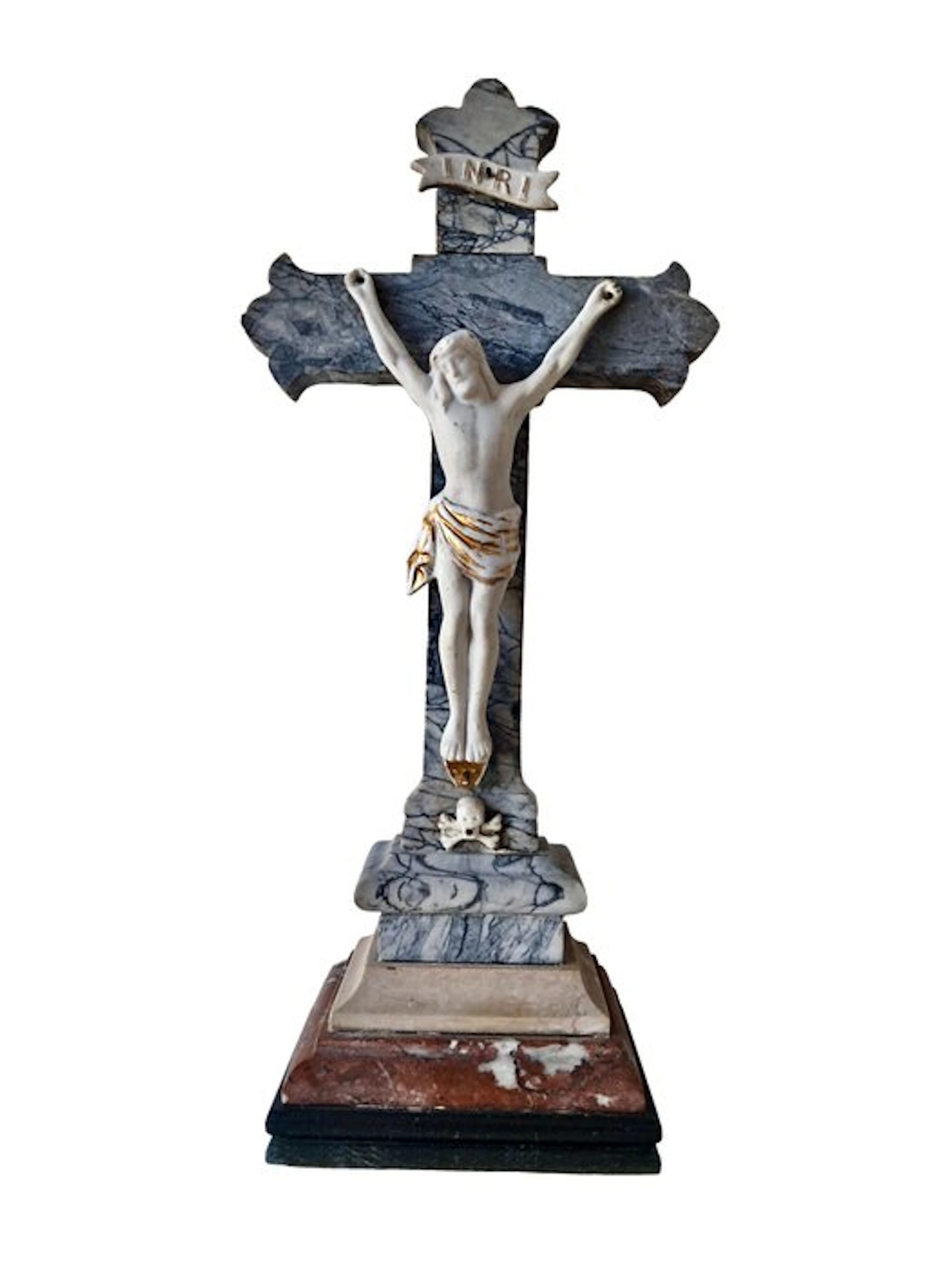 Cross - Marble, Aduin biscuit - 1850-1900 - Table crucifix - 41 cm - 2.9 kg
