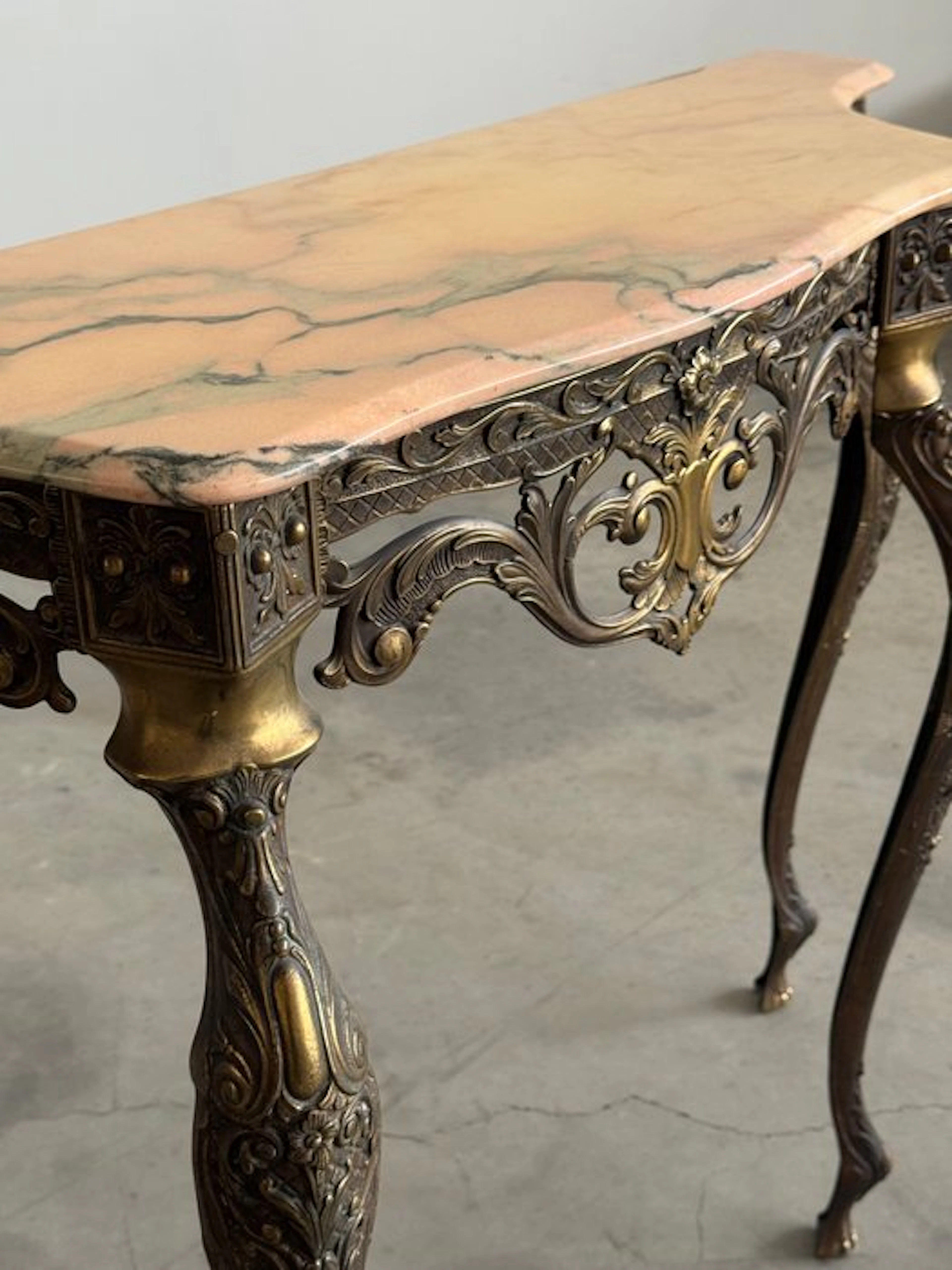 Console table - Brass, Marble - Italian production