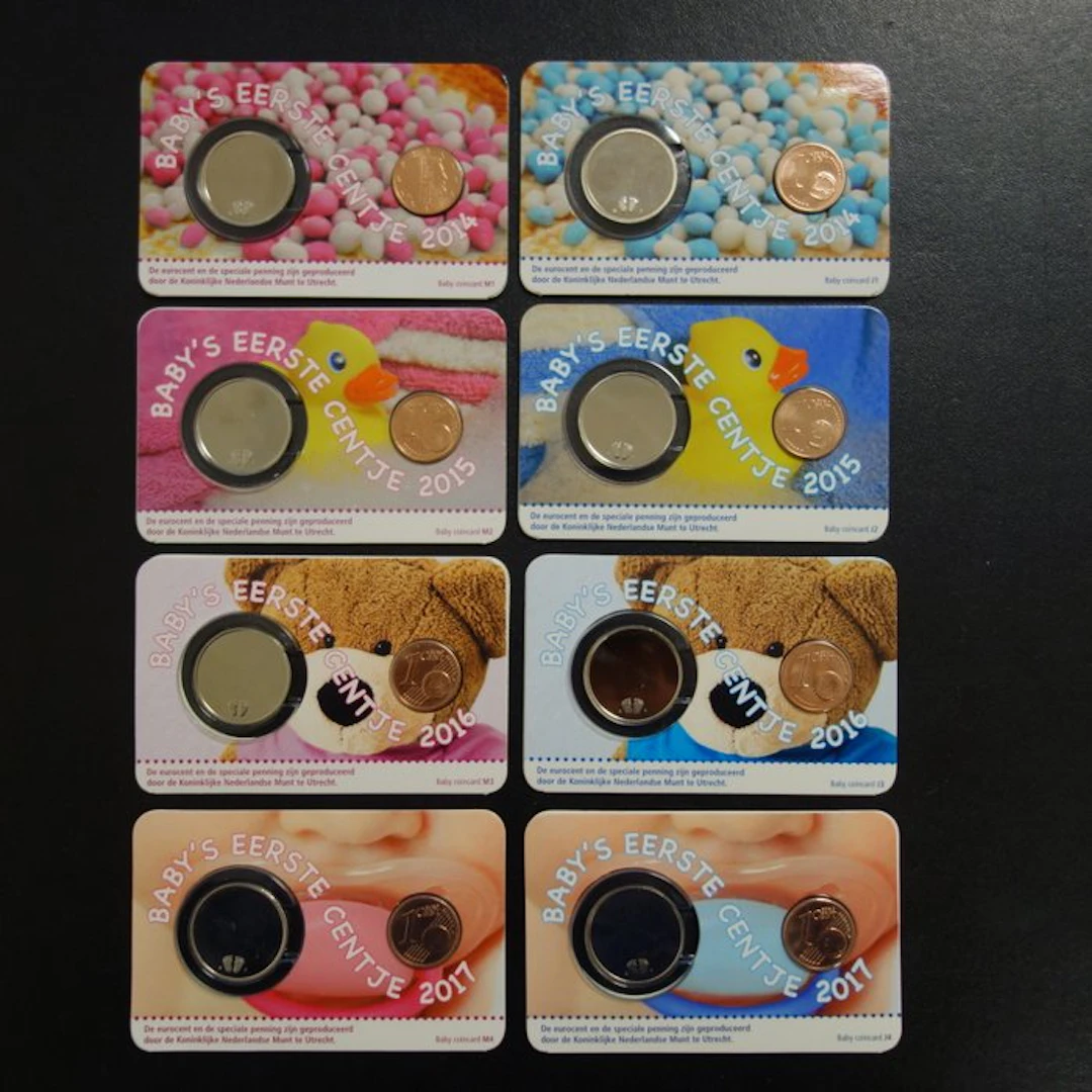 Netherlands. Coin Card 2014/2017 "Baby" (8 stuks) (No reserve price)