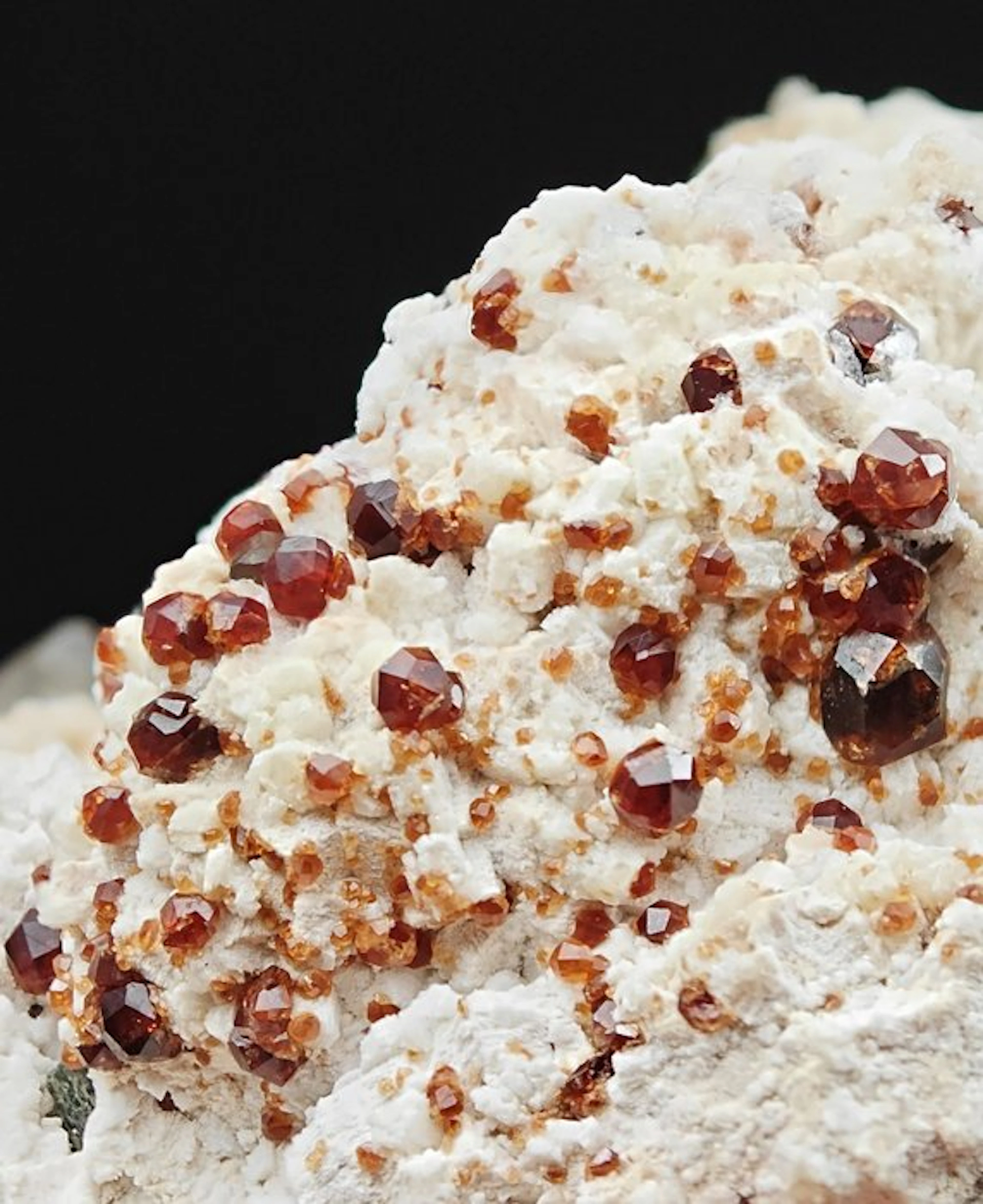 Coarse red and orange spessartine with quartz and...