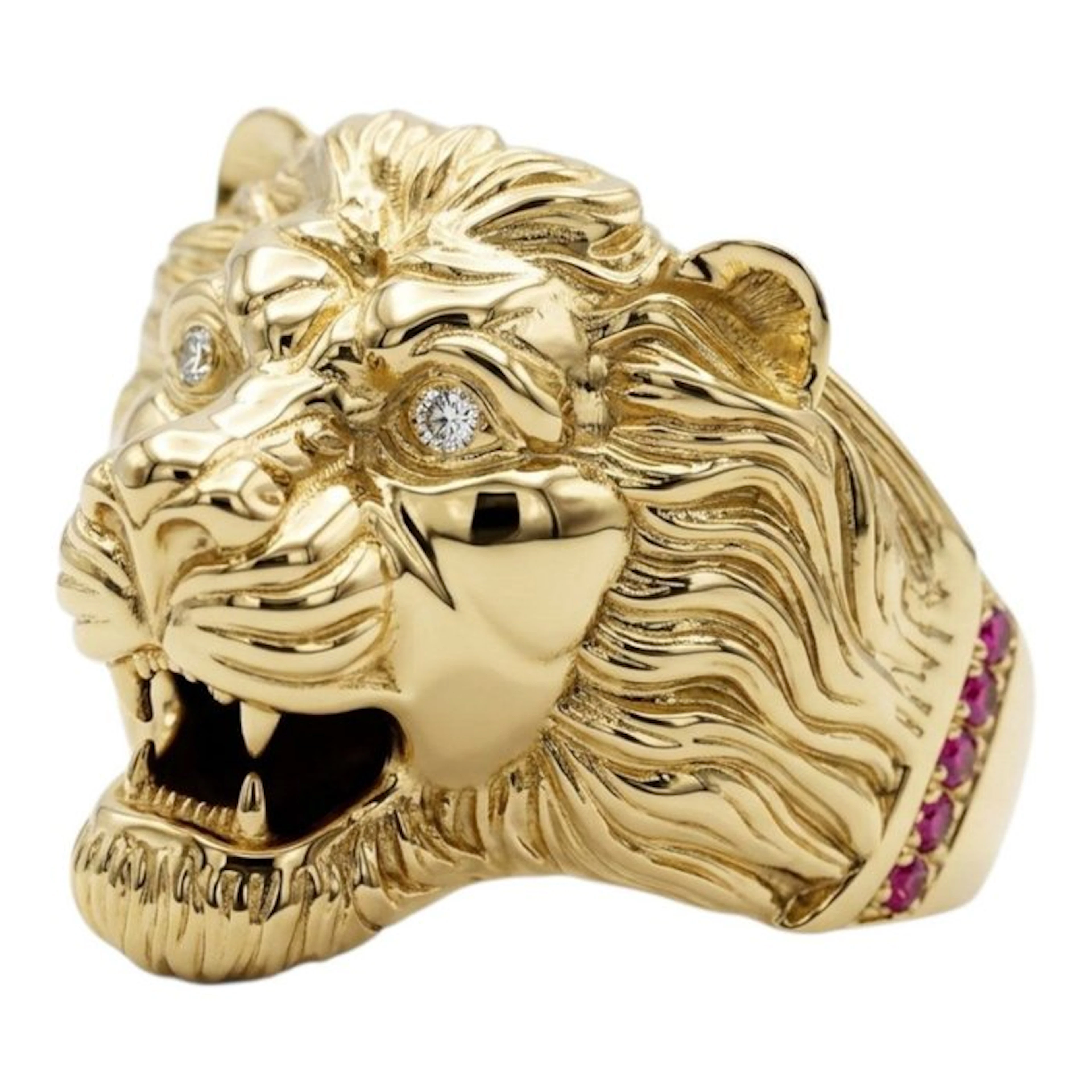 Ring - 18 kt. Yellow gold - 0.52ct. tw. Diamond (Natural) - Ruby -