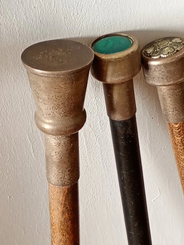 Walking stick (3) - Wood, Alloy, Silver - Walking sticks